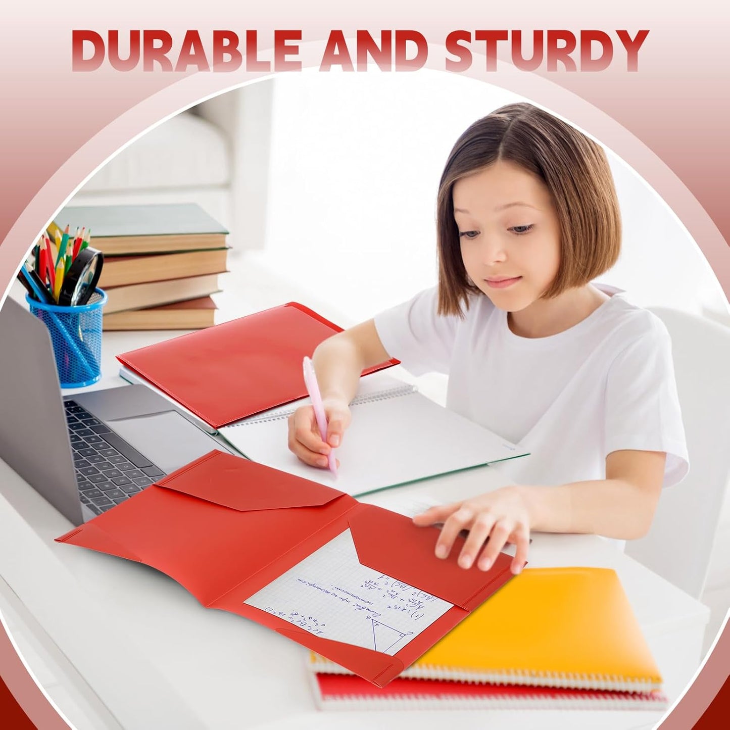 Henoyso 150 Pcs Plastic Folders with Clear Front Pockets Bulk Heavy Duty File Folders with 2 Pockets and Card Slot for Student Teacher Back to School Supplies Office Presentation (Red)