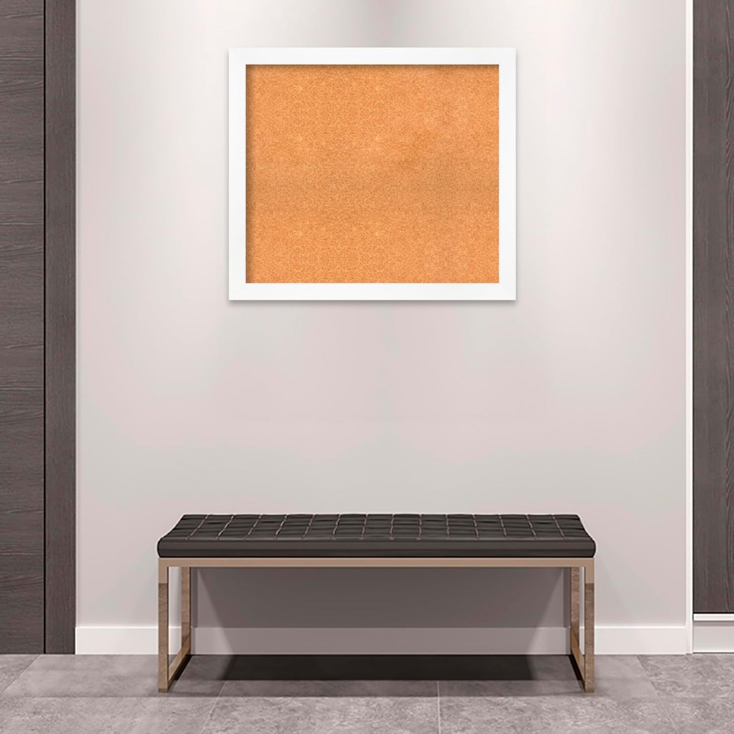 Amanti Art Natural Cork Board for Wall, 29x33 Vision Board with White Frame, Large Corkboard Office Decor for Home Organization, Modern Corkboard Pinboard to Display Items for Home Organization in