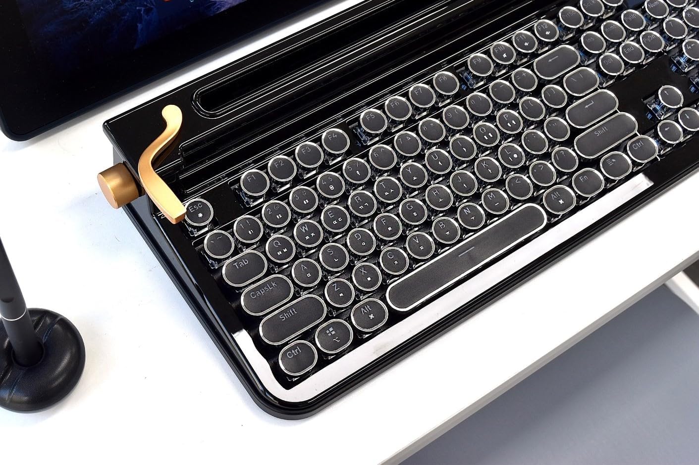 FINEDAY Keyboard 2.0 Plus, 2.4G Wireless & Bluetooth, 104 Keys, Blue Switch, 5000mAh, Retro Mechanical Keyboard with Korean/English Keycaps for PC/Mac/Phone (Korean Keycaps)