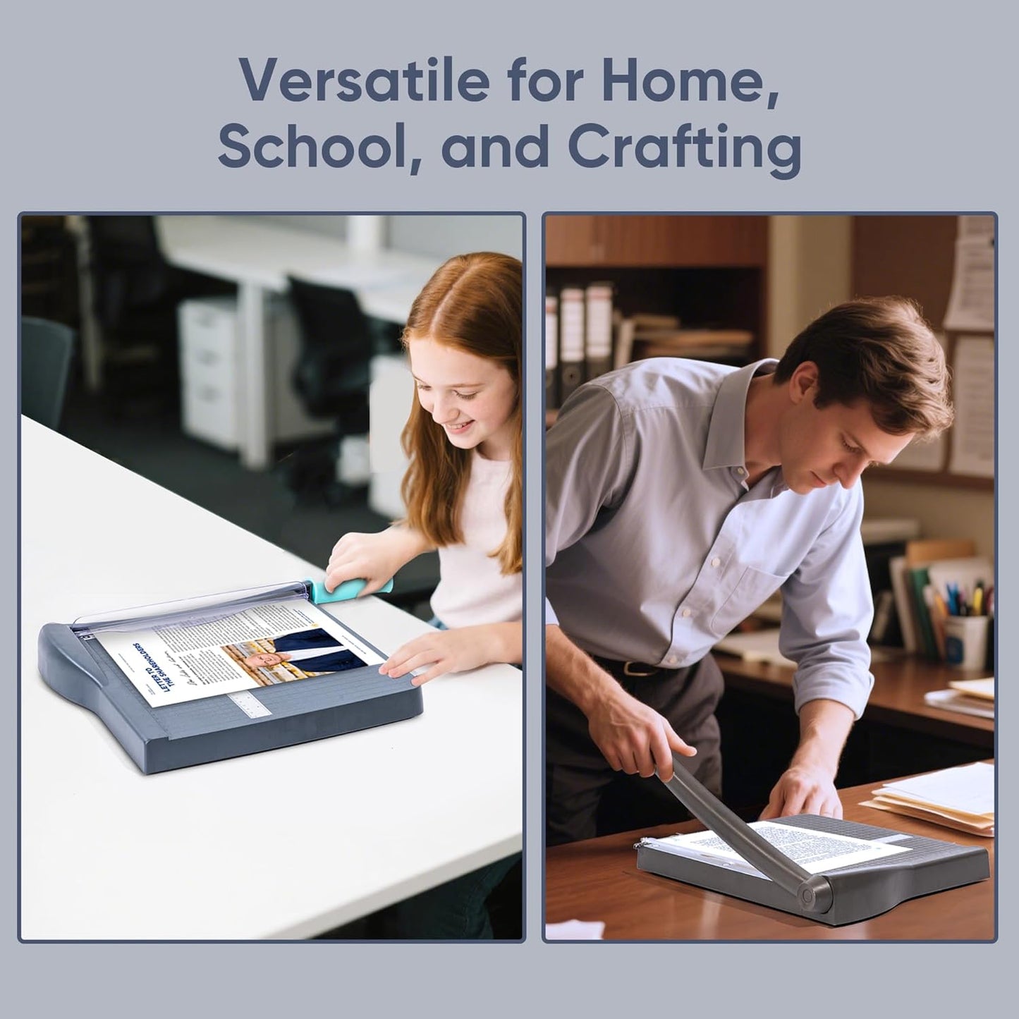 VUSIGN Paper Cutter 12" Cut Length Guillotine Papercutter, Heavy Duty Paper Trimmer with 18 Sheet Capacity Paper Slicer, Large Guillotina Paper Cutting Board for Classroom Crafting Cardstock