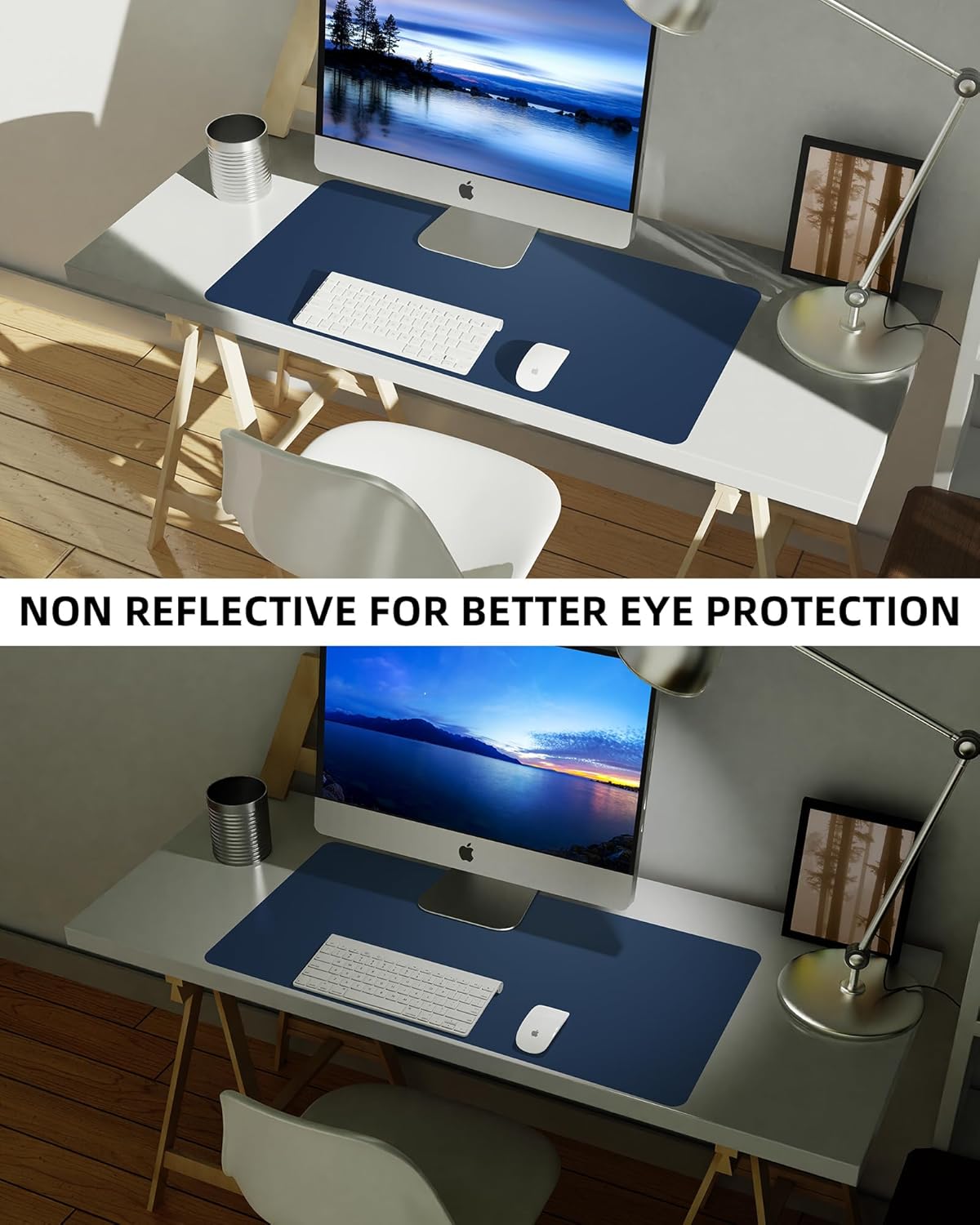 Non-Slip Desk Pad,Mouse Pad,Waterproof PU Leather Desk Protector,Ultra Thin Large Desk Blotter,Waterproof Keyboard mat for Office/Home/Decor(Midnight Blue 23.6" x 13")