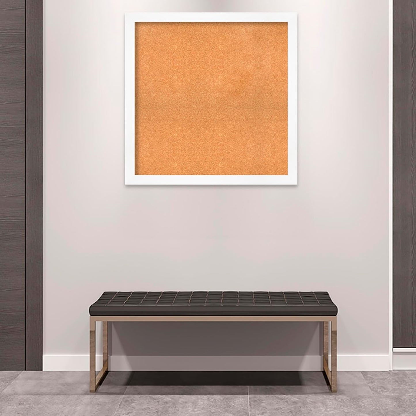 Amanti Art Natural Cork Board for Wall, 35x35 Vision Board with White Frame, Large Corkboard Office Decor for Home Organization, Modern Corkboard Pinboard to Display Items for Home Organization in