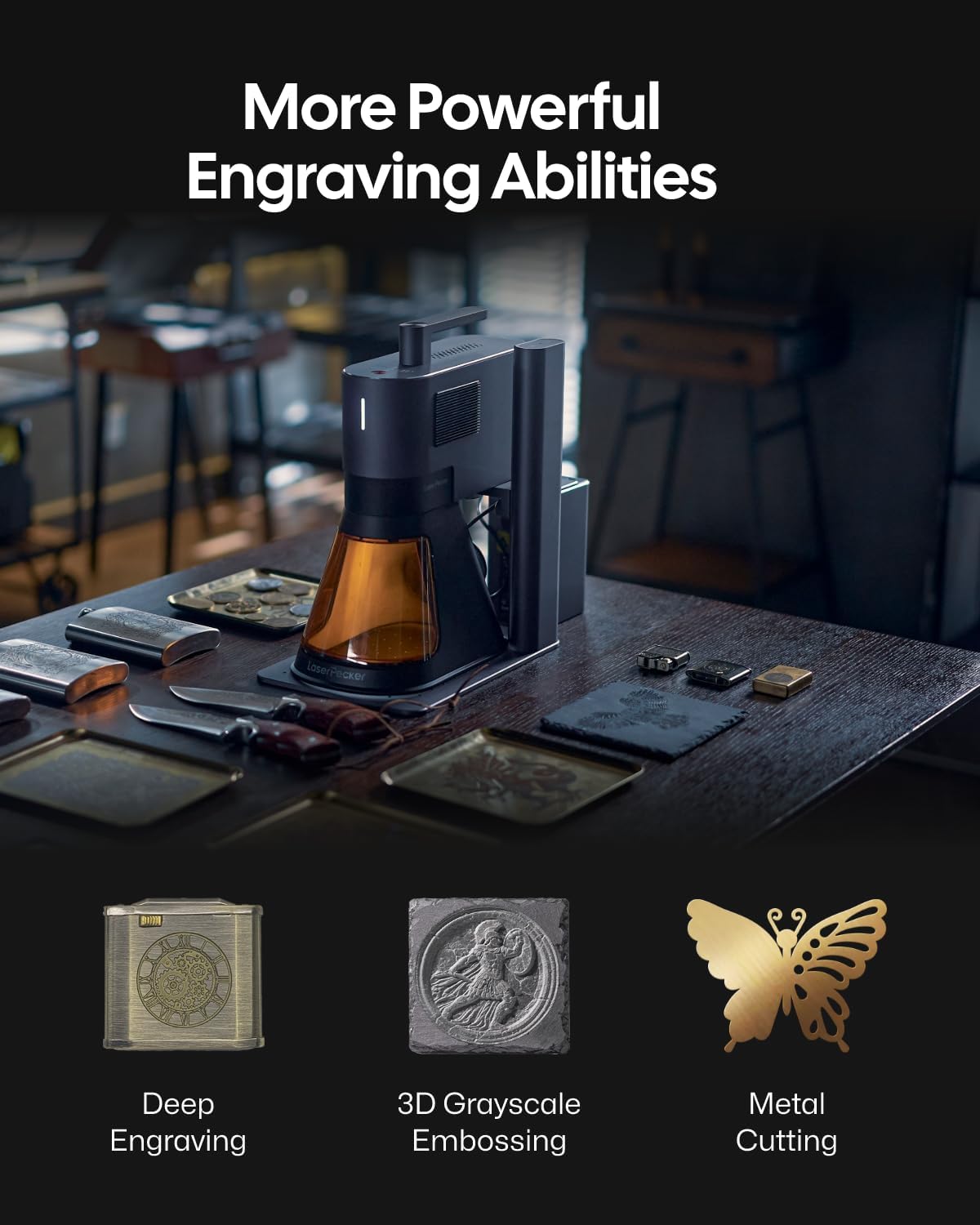 LaserPecker LP5 20W Dual-Laser Engraver & Cutter, 10,000mm/s Speed for Metal/Wood/Glass, 0.0027mm Precision with Air Purifier & Rotary/Slide Extensions, Ultimate Business Bundle for Retail/Maker Space