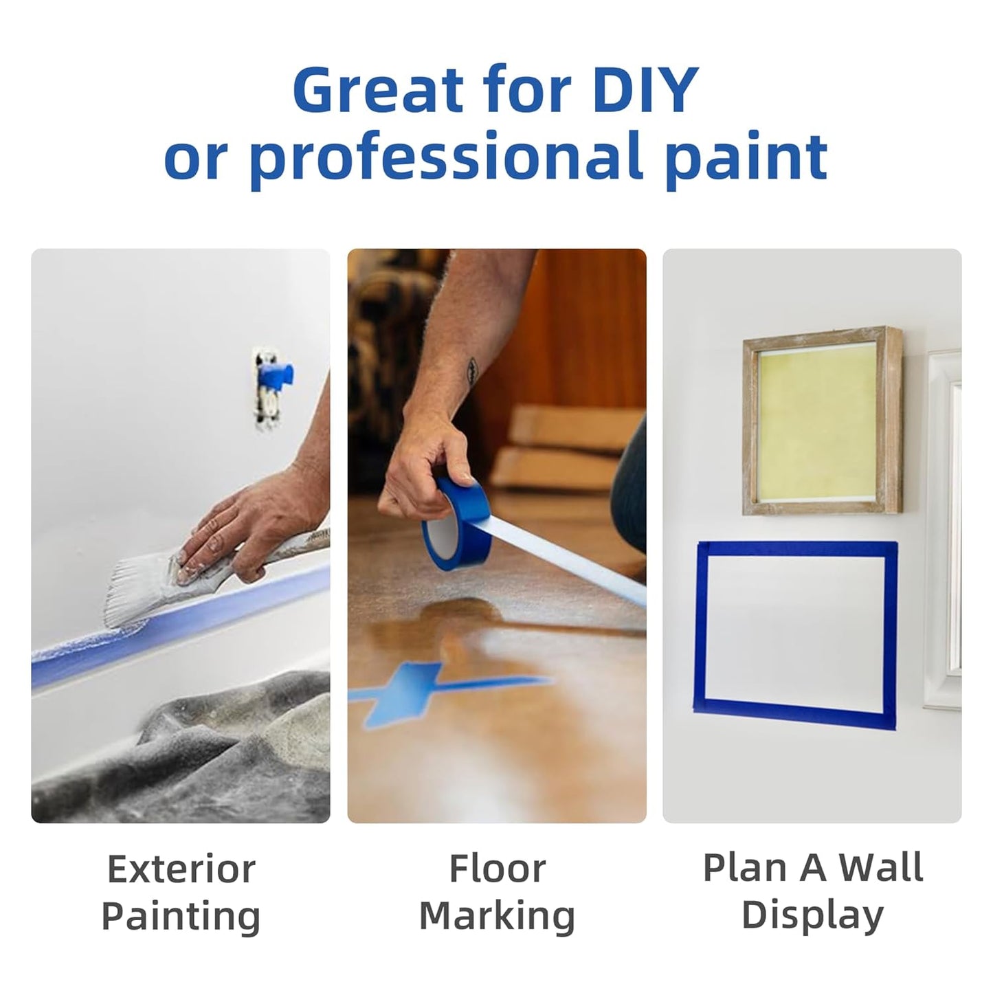 Painters Tape,2 in. W X 60 YD,Blue Masking Tape for Paint,Walls,3 Rolls