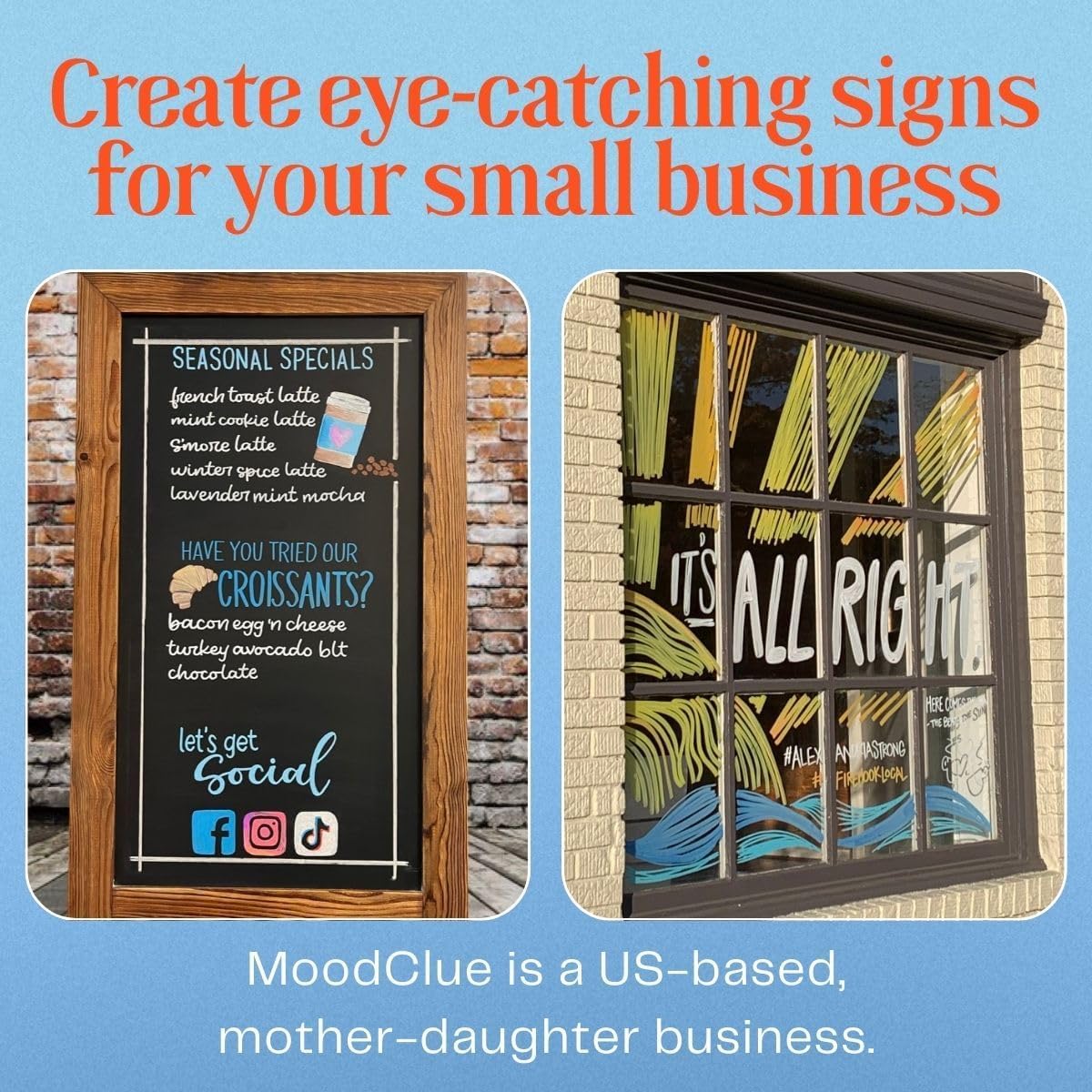 Liquid chalk markers washable, erasable, dry or wet erase. 6 neon markers for whiteboards, glass boards, mirrors, chalkboards, windows, car windshields, glass. Non-toxic, reverse tip pens