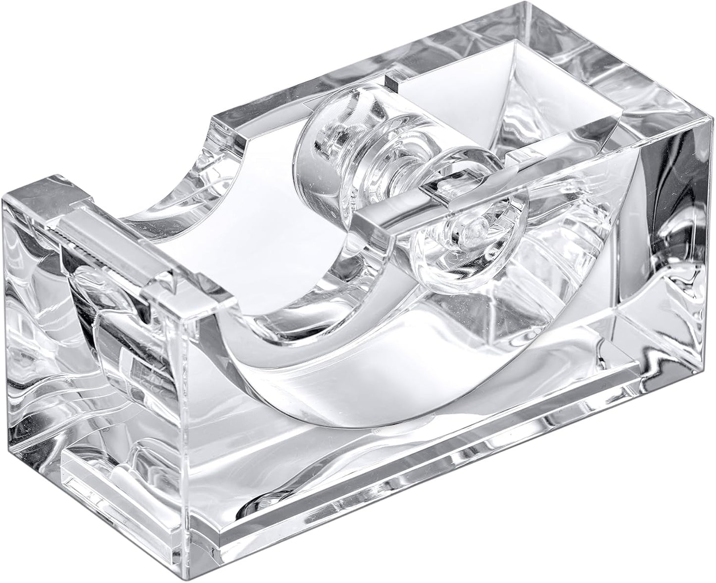 Amazing Abby - Tanya - Acrylic Tape Dispenser (1-Pack), Plastic Label Roll Holder, Clear Sticker Organizer, Perfect Office Desktop Storage Solution for Tapes, Labels, Stickers, and More