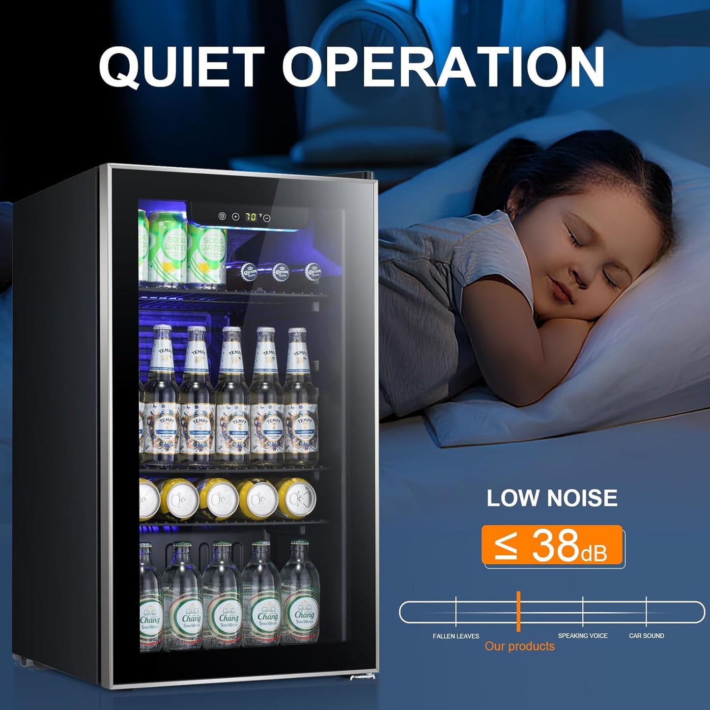 Antarctic Star Beverage Refrigerator -120 Can Mini Fridge for Soda Beer or Wine,Small Drink Dispenser, For Office or Bar with Adjustable Removable Shelves,Convertible Door ,3.1 Cu.Ft