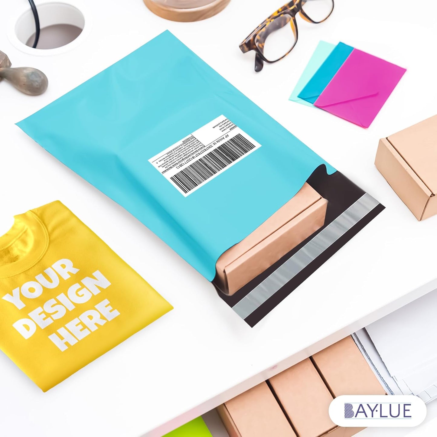 Teal Large Poly Mailers 14.5x19 Inch | Strong Adhesive Self-Seal Mailer Bag | Tear, Tamper, Water Resistant Shipping Envelopes | Thick Strong polymailer Bags | Clothing Shipping Bags | 500 Pcs Bulk