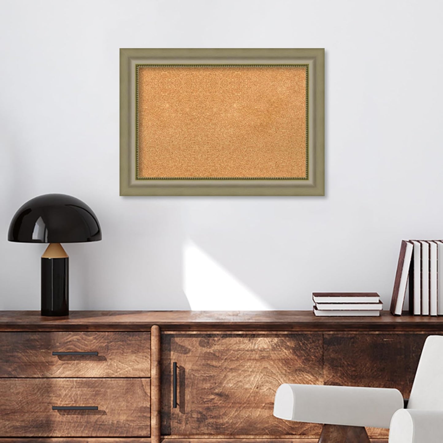 Amanti Art Natural Cork Board for Wall, 21x29 Vision Board with Silver Wood Frame, Medium Corkboard Office Decor for Home Organization, Traditional Corkboard Pinboard to Display Items for Home