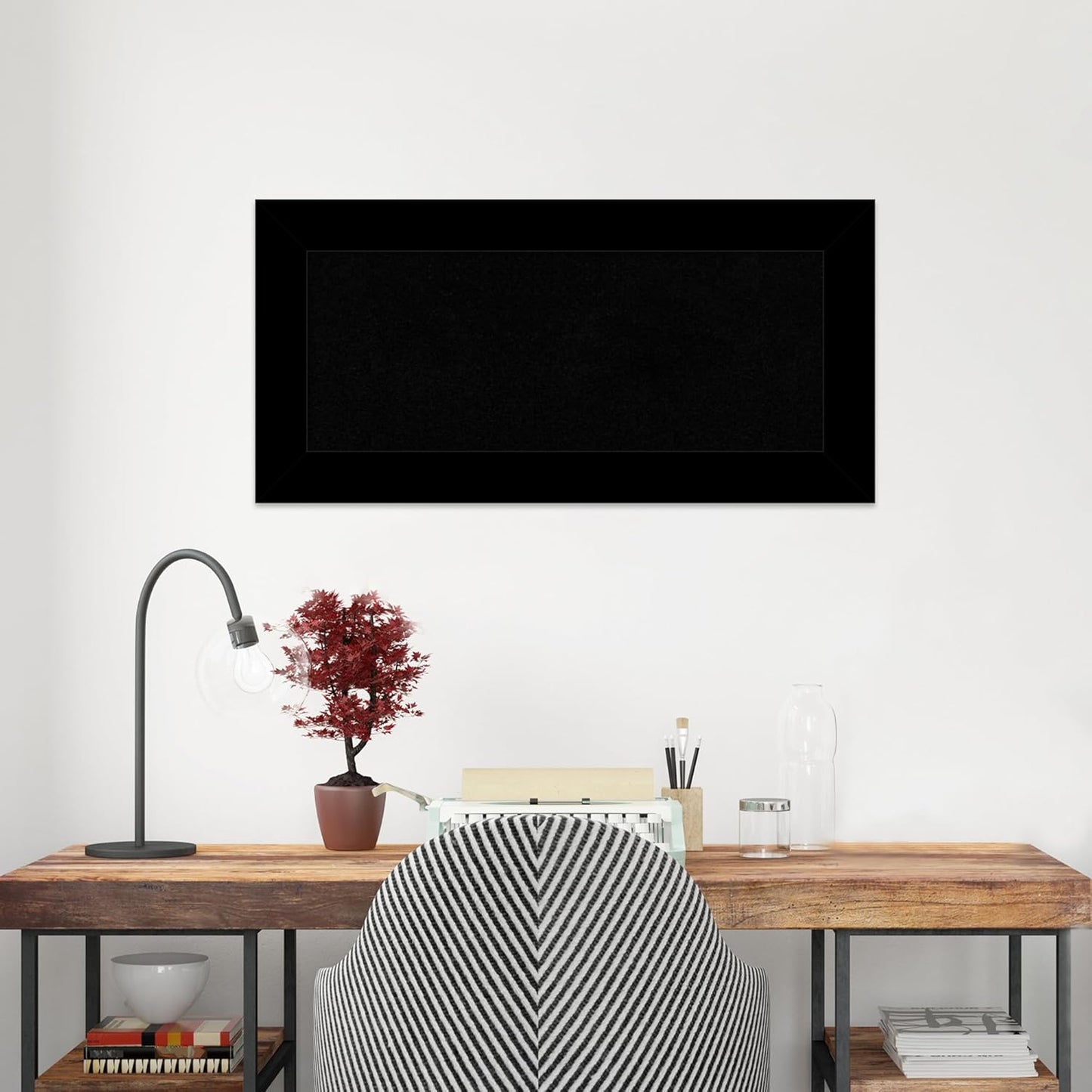 Amanti Art Black Cork Board for Wall, 17x35 Vision Board with Black Wood Frame, Medium Corkboard Office Decor for Home Organization, Casual Corkboard Pinboard to Display Items for Home Organization