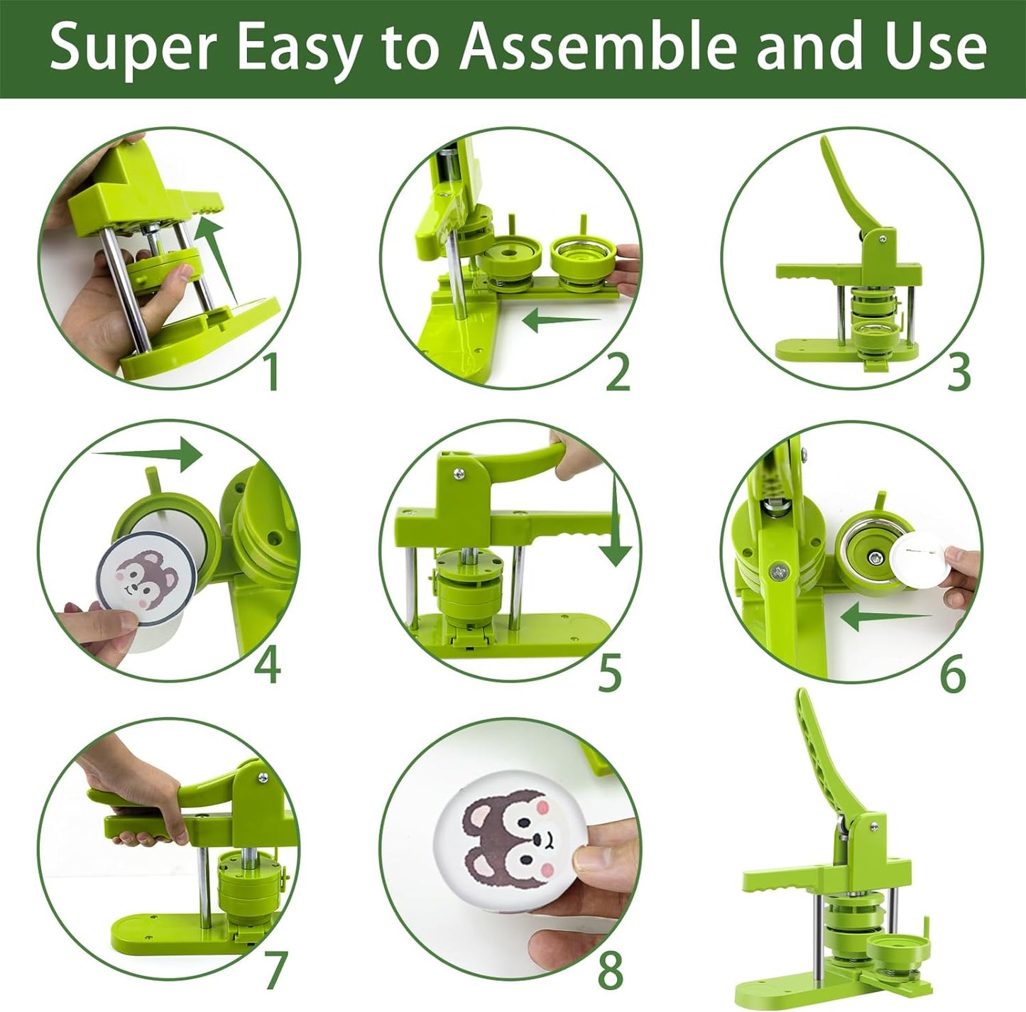 Button Maker Machine Multiple Sizes 200 Pcs,Pin Maker Machine 2.25+3 Inch Badge Maker,DIY Badge Making Kit with Free Button Parts, Circle Cutter