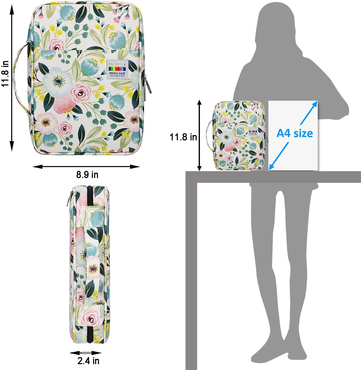 YOUSHARES 166 Slots Colored Pencil Case Holder - Pen Case Organizer with Multilayer Holder for Prismacolor Colored Pencils & Gel Pen of Adult & Artist (blossom)