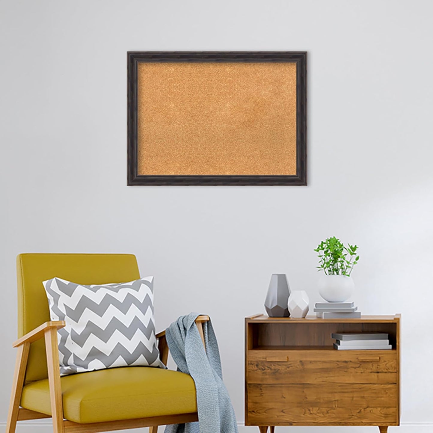 Amanti Art Natural Cork Board for Wall, 23x31 Vision Board with Brown Wood Frame, Medium Corkboard Office Decor for Home Organization, Rustic Farmhouse Corkboard Pinboard to display items for home