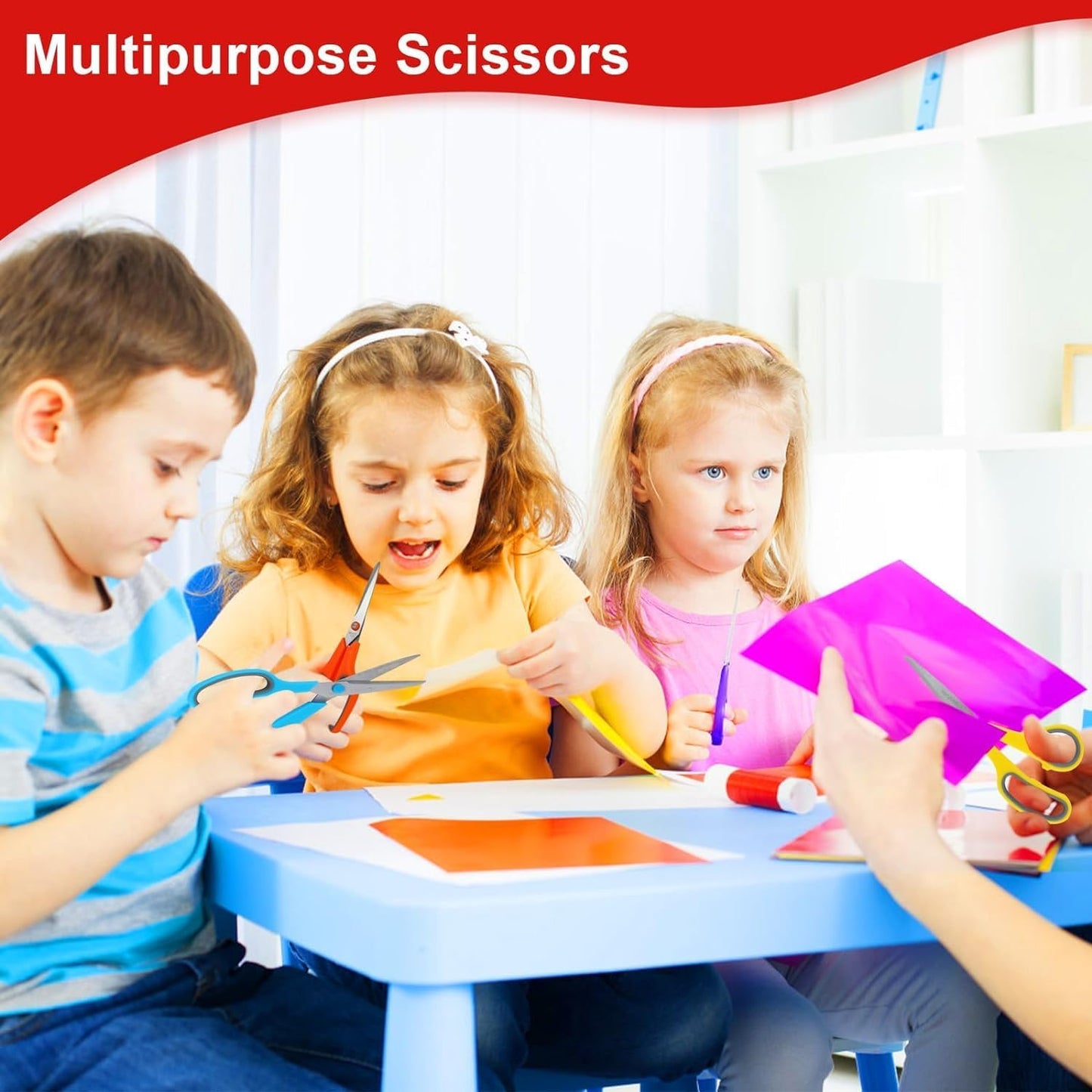 Scissors, Hnncugty 8" Scissors All Purpose Bulk Set of 18-Pack, Sharp Shears for Office Home Craft Sewing Fabric, High/Middle School Supplies Student Teacher Supplies, Comfort Grip Right/Left Handed