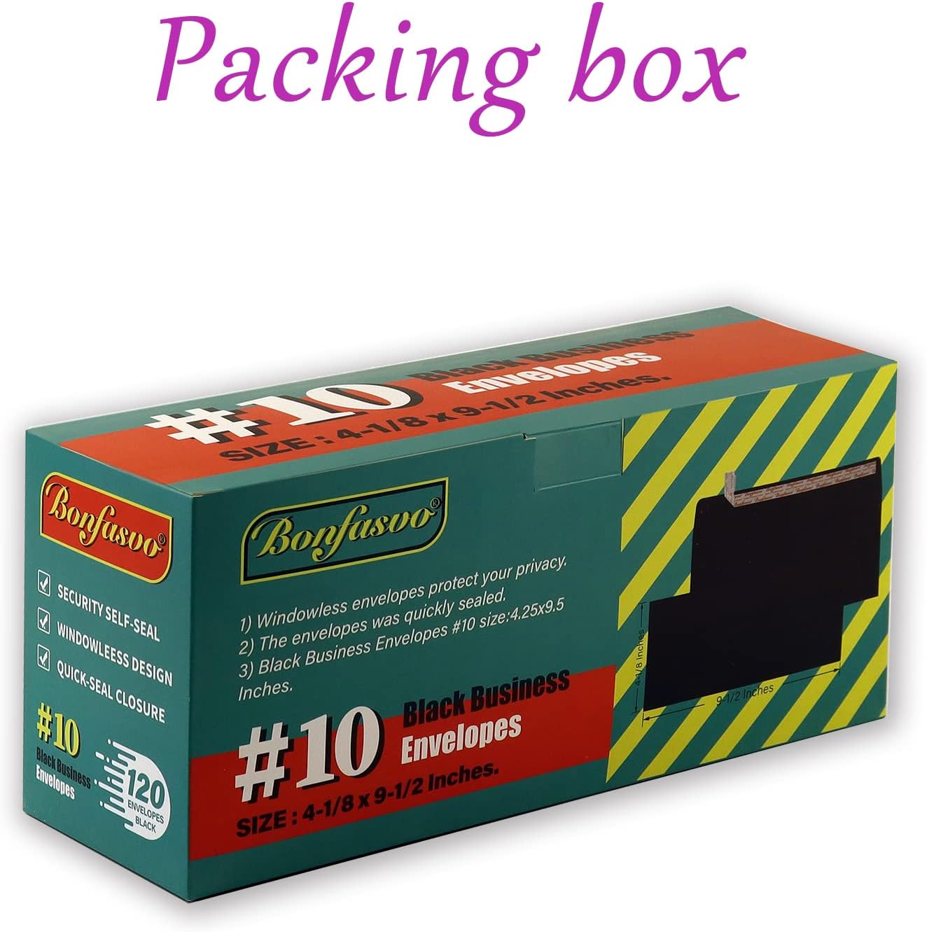 120 Pack #10 Black Security Envelopes 4-1/8 x 9-1/2 inches Self Seal Kraft Windowless Invisible Envelopes Super Strong Quick Seal Envelopes Security Tint Pattern Secure Mailing
