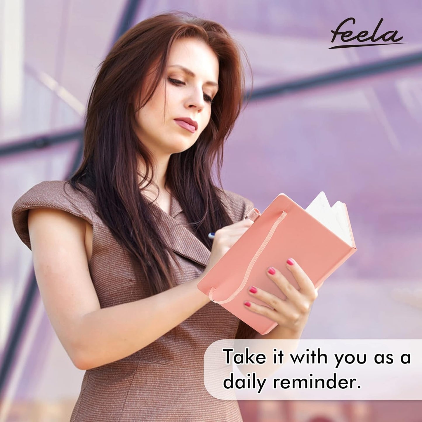 feela 5 Pack Notebooks Journals Bulk, Hardcover Classic Ruled Lined Journals with Pen Holder for Women Girls School Business Supplies, with 5 Black Pens, 120 GSM, 5.1”x8.3”, A5, Mild Colors