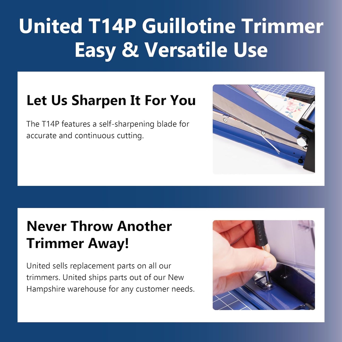 United Office Products T14P Professional Guillotine Paper Trimmer, Sturdy Metal Base, 14" Cut Length, 40 Sheet Capacity, Paper Cutter for Offices, Schools and Crafts