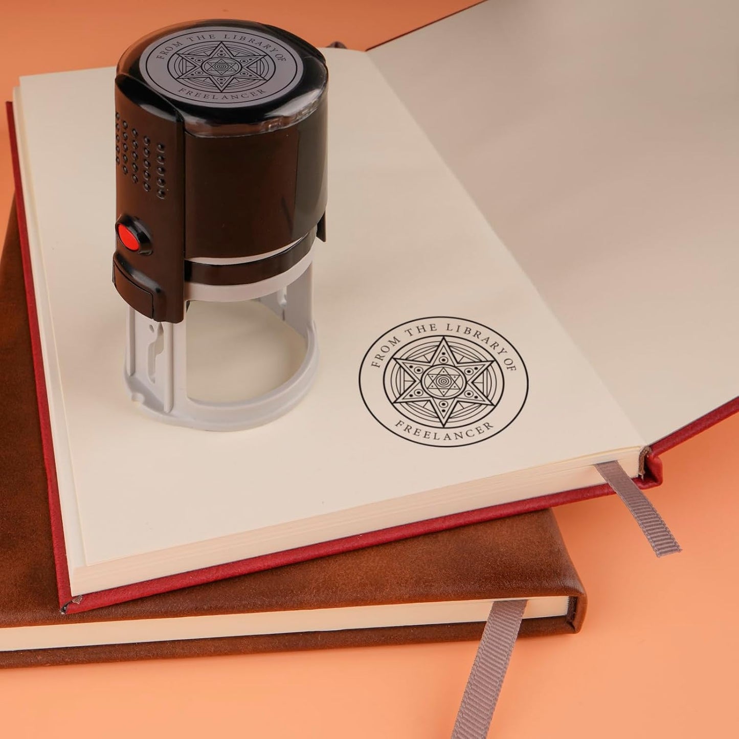 Custom Ink Stamp | Personalized Self Inking Stamp Gifts for Book Lovers, Readers, Teachers | 5 Ink Colors (Star-01)