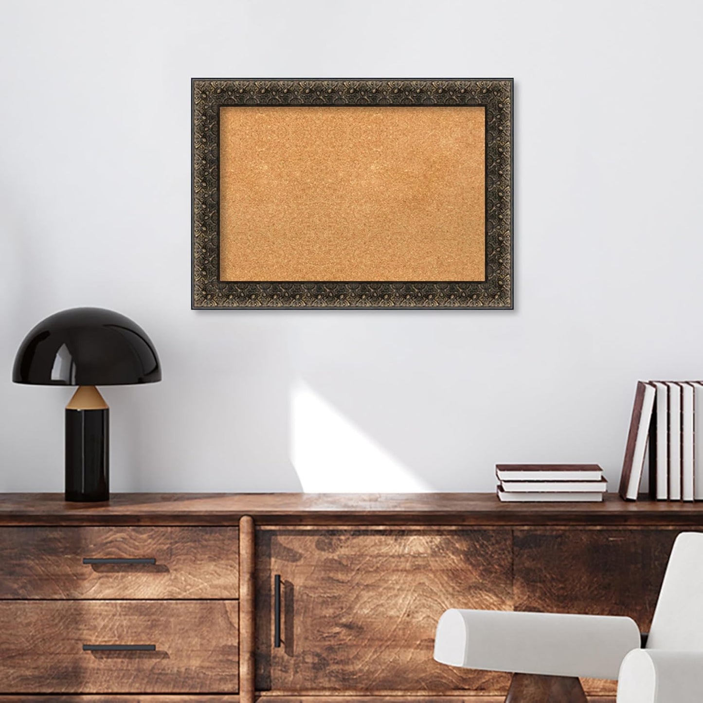 Amanti Art Natural Cork Board for Wall, 21x29 Vision Board with Black Wood Frame, Medium Corkboard Office Decor for Home Organization, Traditional Corkboard Pinboard to Display Items for Home