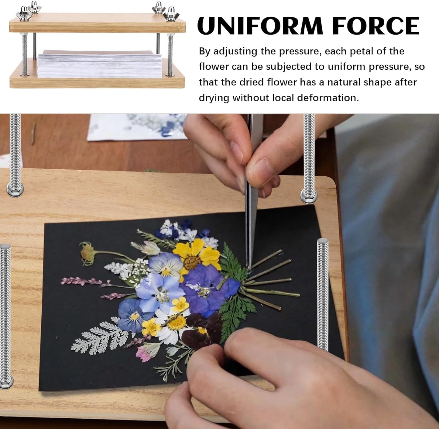 JUPEAN Book Press—7.9”x11.6” Wooden Book Binding Press Bookbinding Kit Portable and Easy Assemble Books Binding Kits for DIY Bookbinding