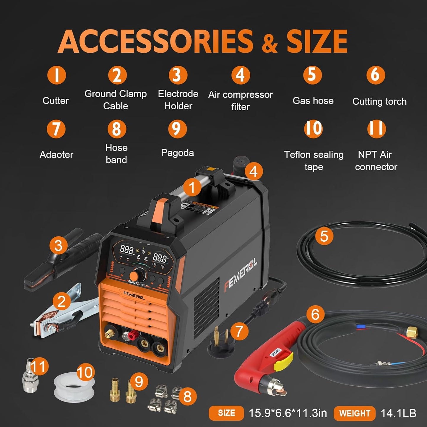 Plasma Cutter, 2 in 1Non-High Frequency 60A Plasma Cutter/ 200A Stick Welder Large Digital Display Non-Touch Pilot Arc, 110/220V Dual Voltage Plasma Cutting Machine