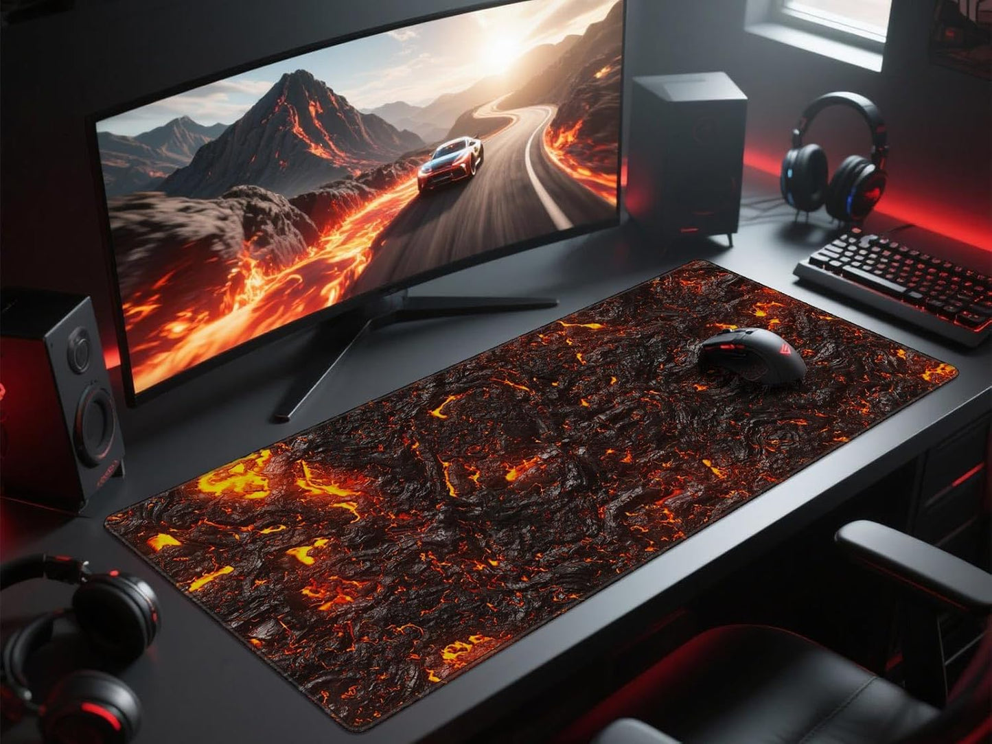 JIALONG Large Gaming Mouse Pad with Non-Slip Rubber Base - XXL Extended Desk Mat for Gaming, Office, and Home - 35.4x15.7 Inches