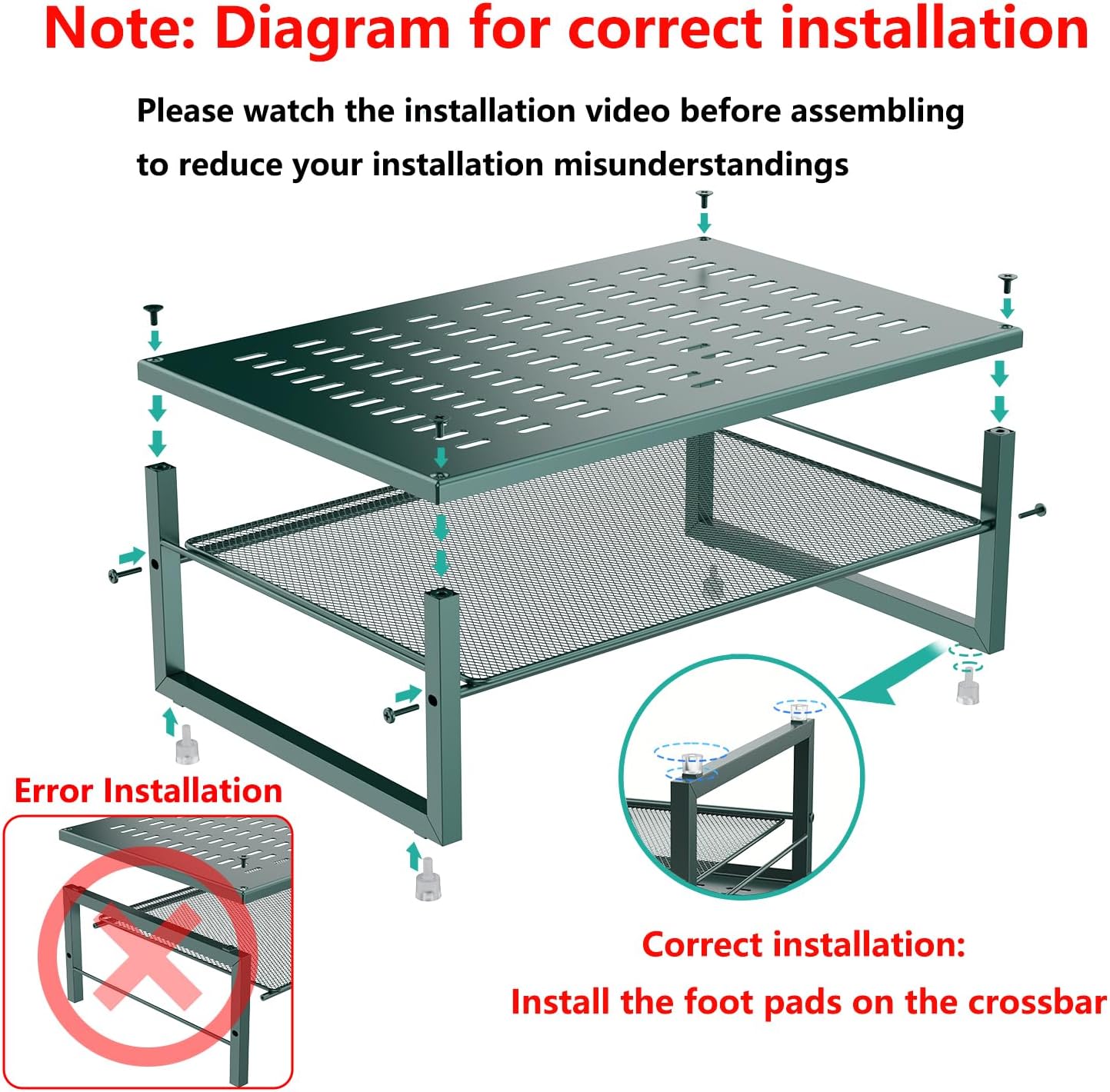 gianotter 2-Tier Metal Monitor Stand Riser, Desk Organizer for Monitor, Office Desk Storage Organizer for Office Supplies (Dark Green)