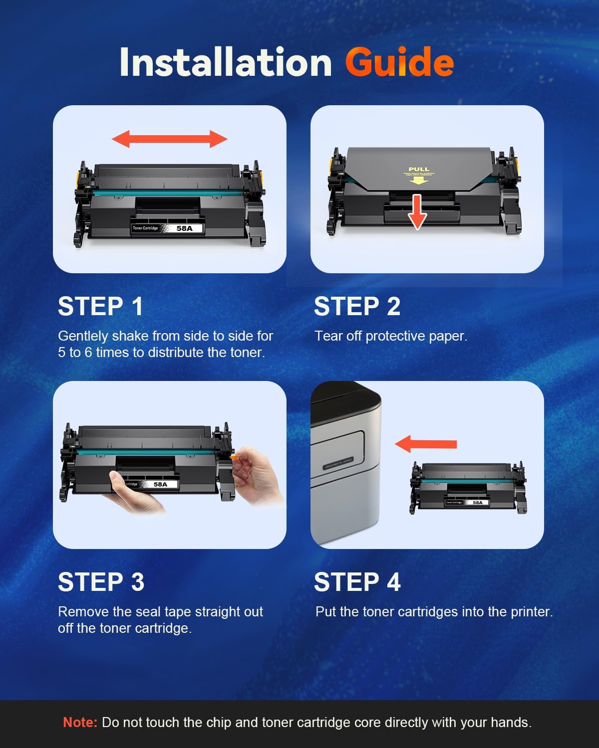 58A CF258A Black Toner Cartridge Replacement (with Chip) Compatible for HP 58A CF258A 58X CF258X Work with MFP M428fdw M428dw M428fdn Pro M404n M404dn M404dw M406 M430 Printer(Black, 2 Pack)