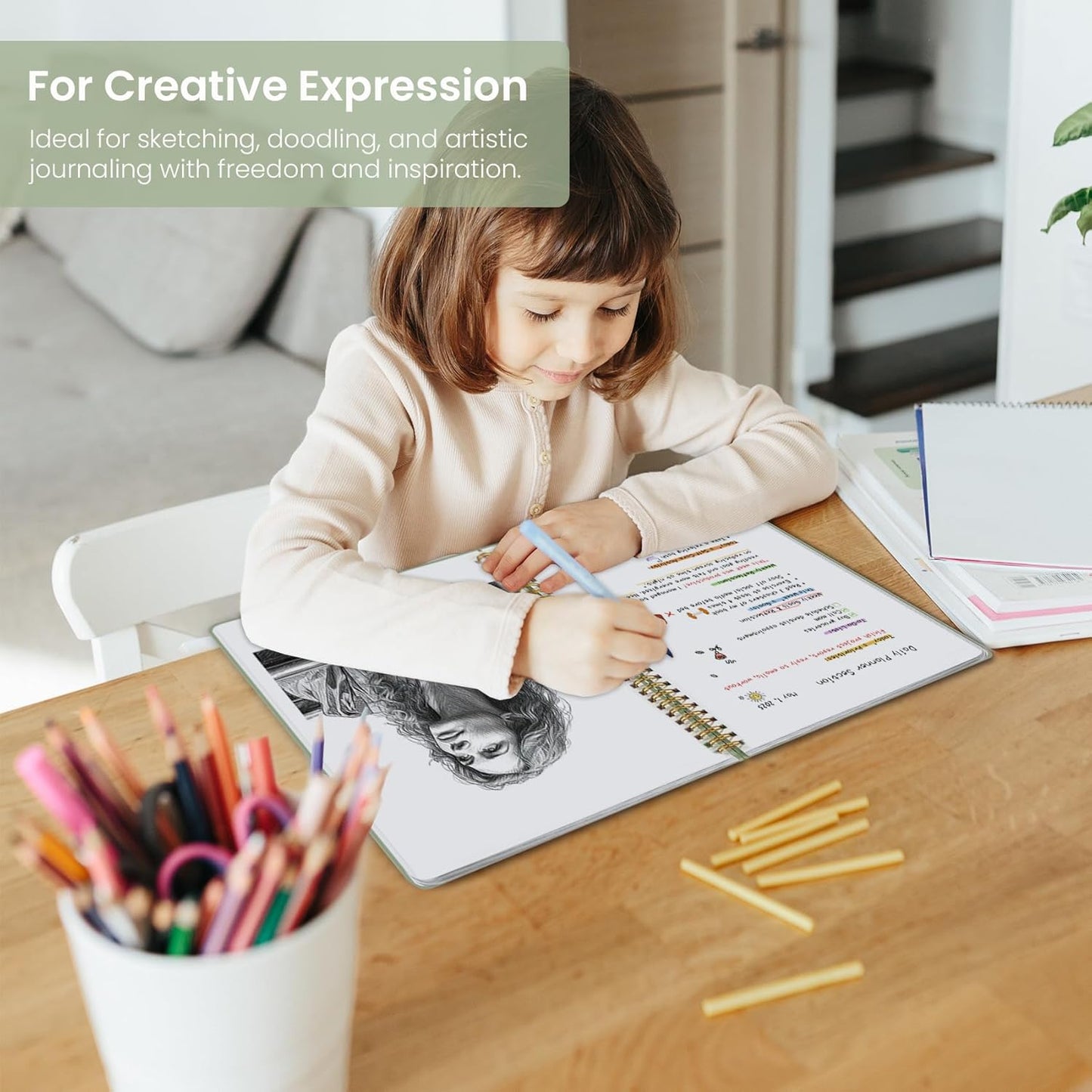 Taja Spiral Blank Notebook, 8.5"x11" Notebooks for Work, Large A4 Journal for Women & Men, Sketch Journal, Journaling Notebook for Writing, Plastic Cover Spiral Journal, Green