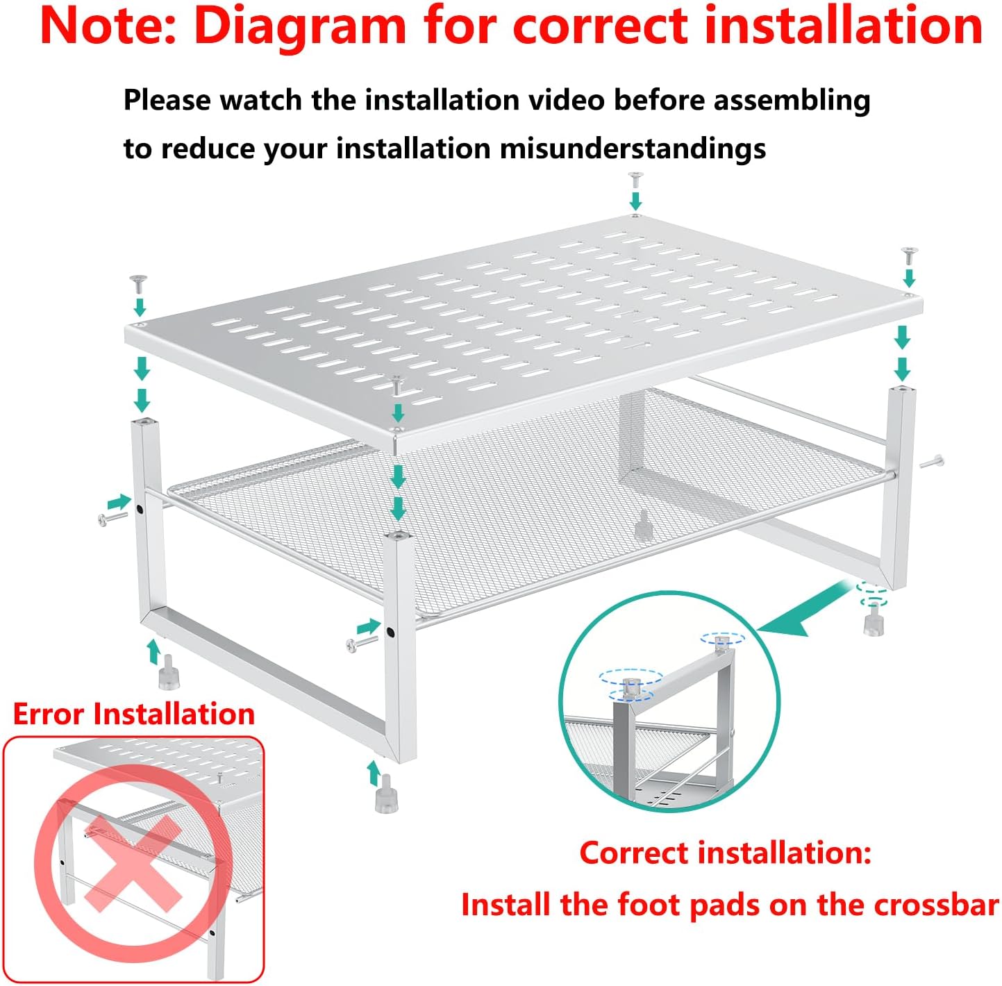 gianotter 2-Tier Metal Monitor Stand Riser, Desk Accessories & Workspace Desk Organizers, Office Desk Storage Organizer for Office Supplies (White)