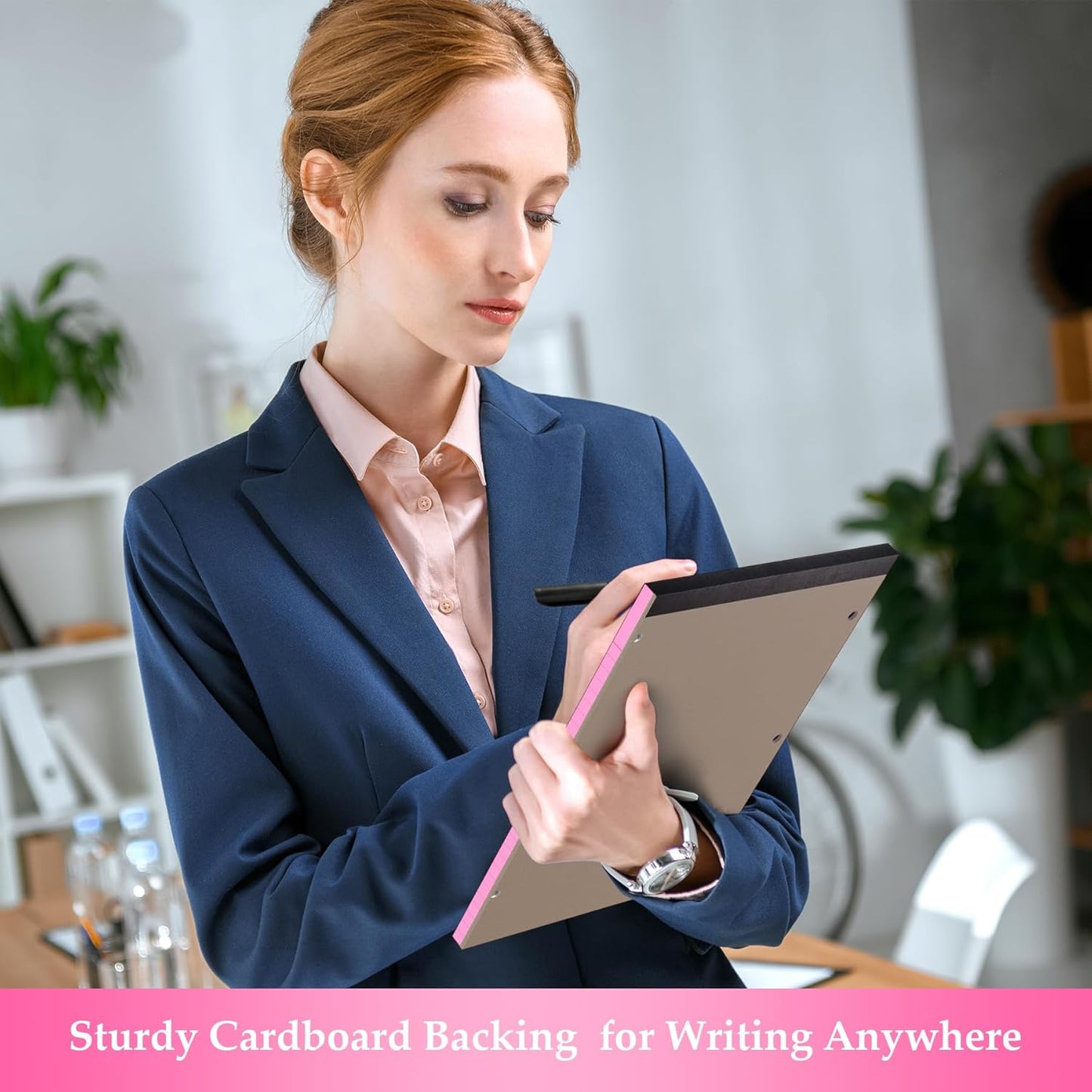 HAUTOCO 6 Pack 8.5 x 11 Legal Pads Pink Wide Ruled Notepads Perforated Writing Pads, 30 Sheets Per Notepad, 3-Hole Punched Paper, Writing Note Pads for School, Home, Office, Business