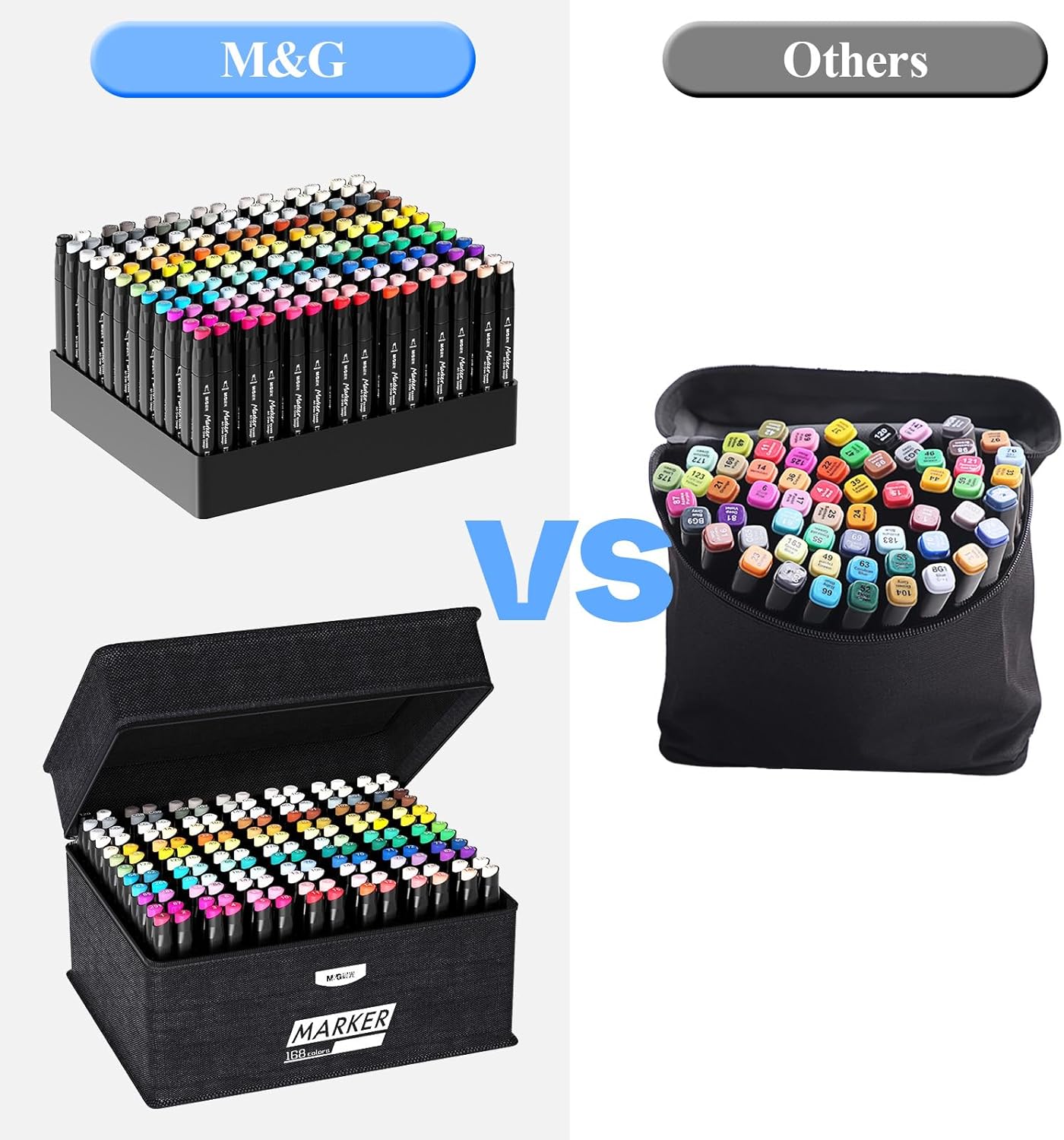 M&G 168 Colors Alcohol Markers, Dual Tip Markers, Chisel & Fine Alcohol-based Art Marker Set for Kids Adults Coloring Illustration, Great Value Pack for Students' Art Class