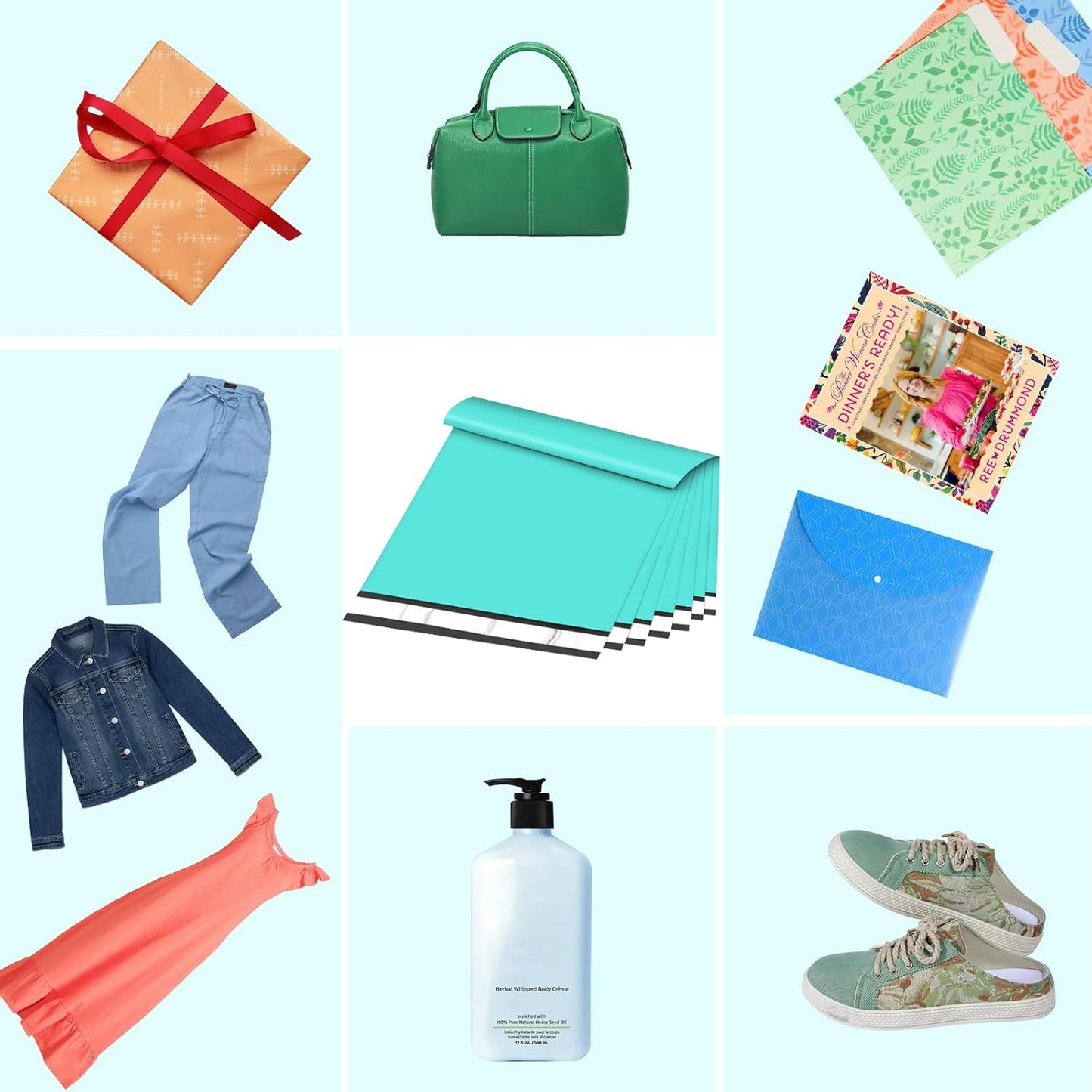 Poly Mailers 14.5x19, Large Poly Mailers 100 Pack, Shipping Mailers with Self Seal Adhesive, Waterproof and Tear-Proof Mailers Poly Bags for Small Business (Teal)