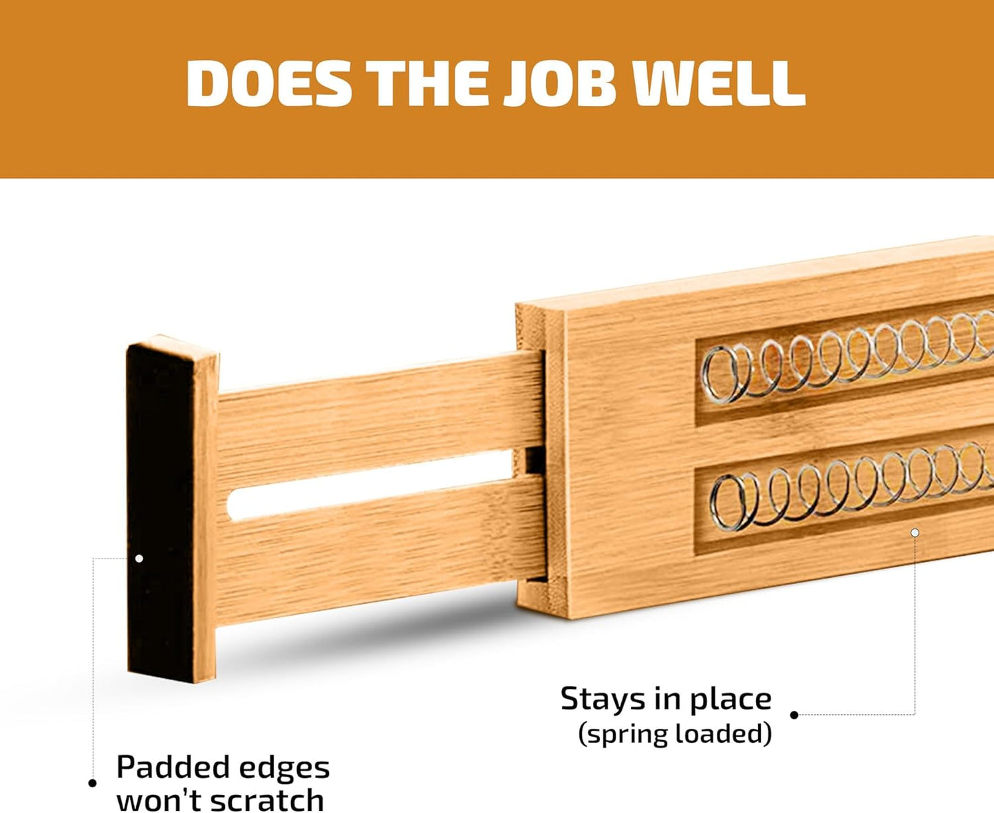 Bambüsi 4 Pack Drawer Divider - Bamboo 2.6" High, 12.5-17" Adjustable Drawer Organizers for Clothes, Expandable Dresser Separators in Bedroom/Bathroom/Kitchen/Office Organization and Storage