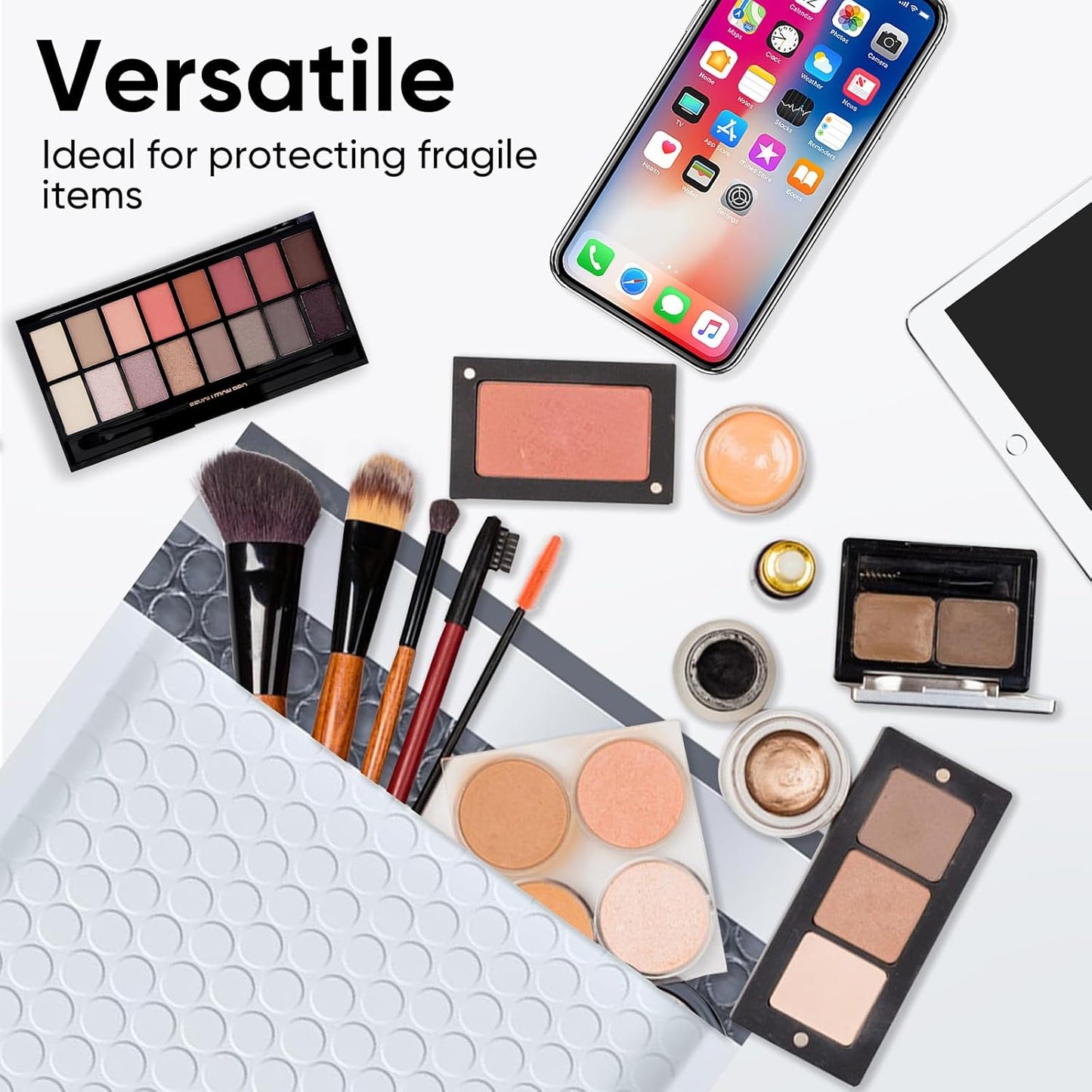 CHMI White Bubble Mailers 8.5 x 12 Inch 100 Pack, Usable Size 8.25X12 Inch Poly Mailers,Mailing Envelopes,Shipping Mailer,Opaque Self Seal Adhesive Waterproof Bags for Packaging and Shipping.