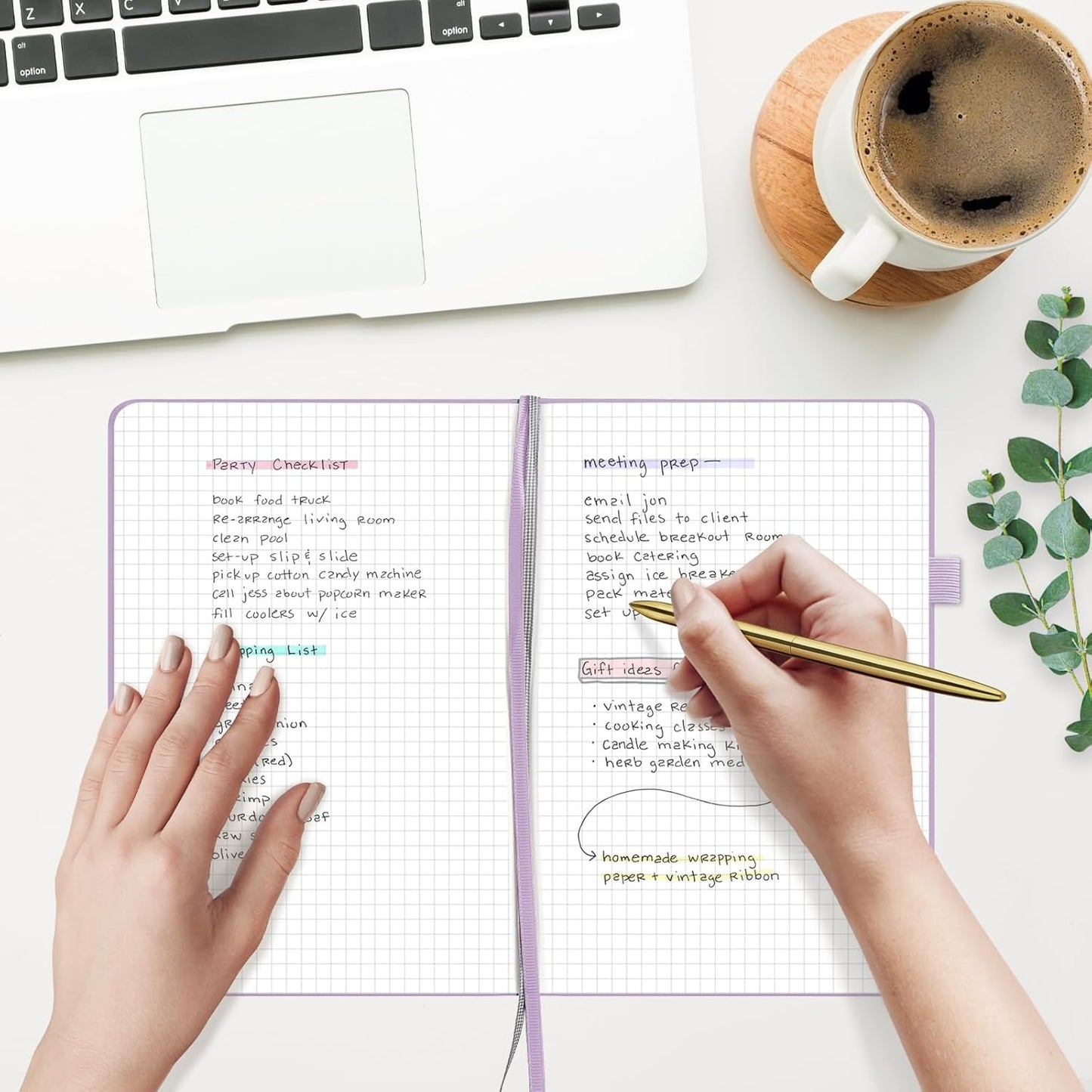 &And Per Se Graph Journal Notebook, 160 Pages, 5.7 x 8 inches College Ruled Thick Paper Notebook Journals for Writing, Grid Hardcover Notebook(1 Pack, Lavender)