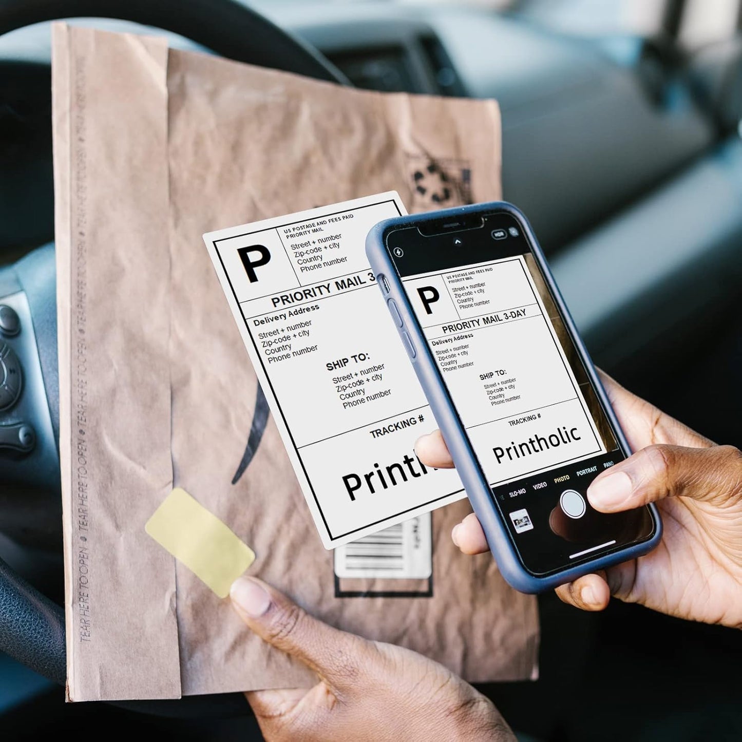 200 Half Sheet Self Adhesive Shipping Labels 8.5" x 5.5" Compatible with for Laser & Inkjet Printers - 100 Sheets, 2 Labels Per Page