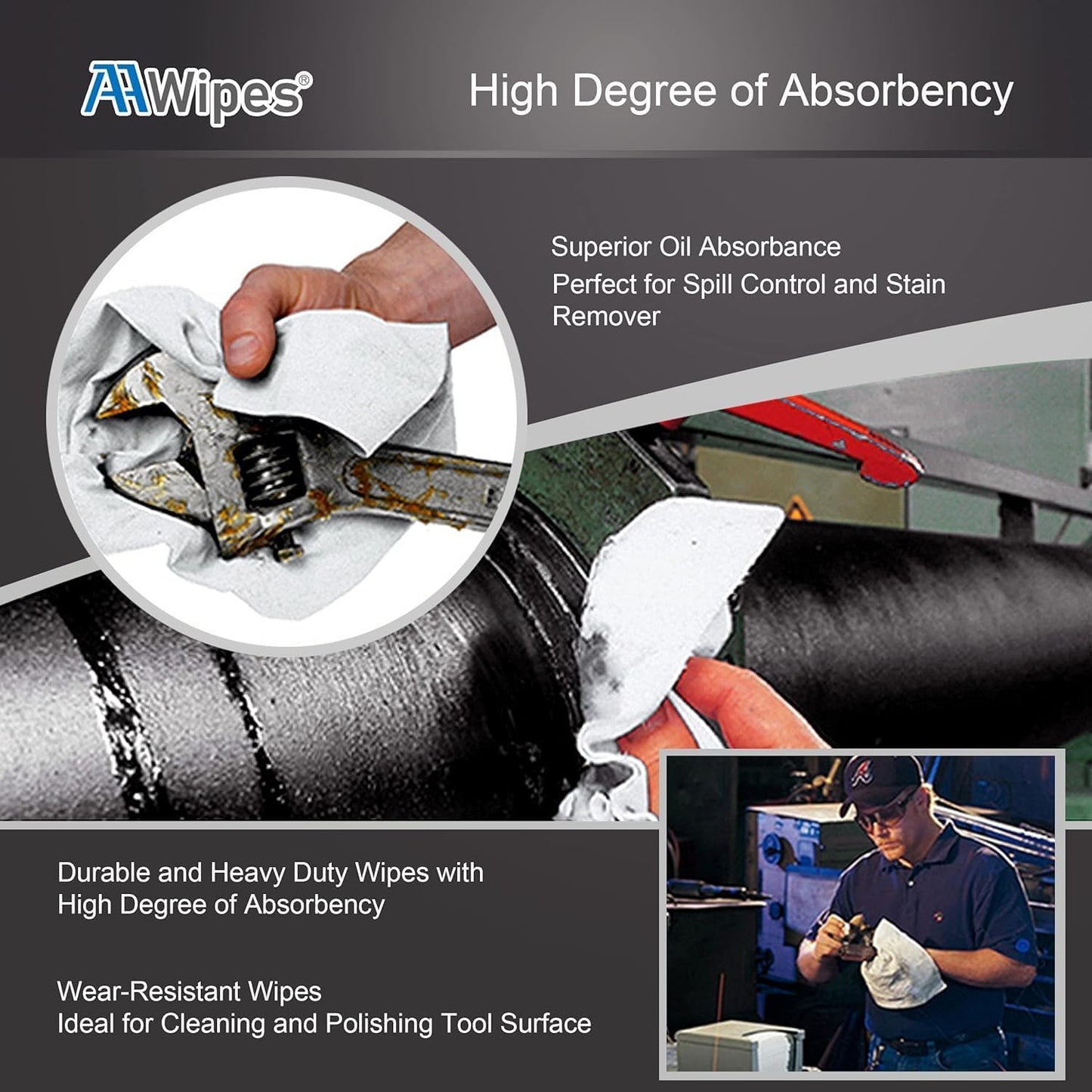 AAwipes Cleanroom Wipes 6" x 6" (Bag of 150 Pcs, Grade A, 68 GSM) Lint Free Wipes Cellulose/Polyester Wipers for Lab, Electronics, Pharmaceutics, Electronics, Printing (NW06806-150)