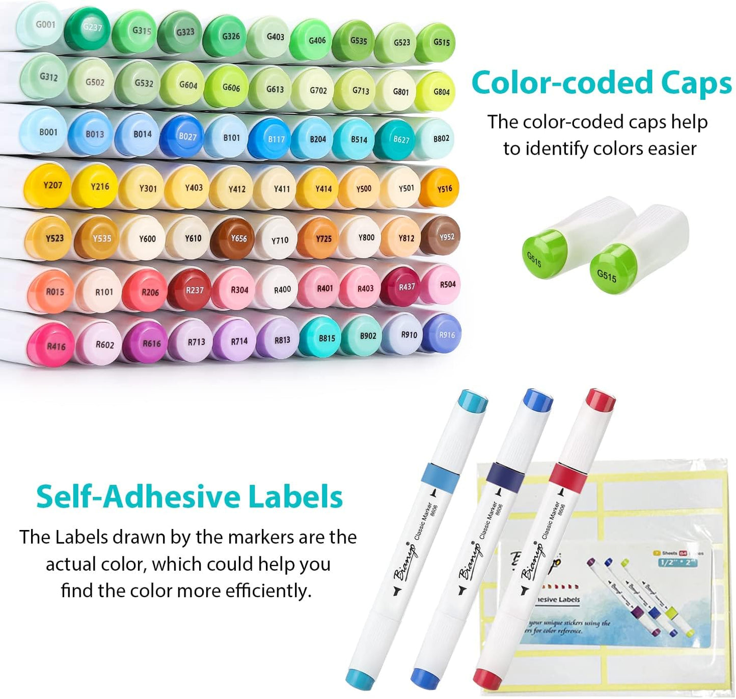 Bianyo 72 Pastel Markers Alcohol Marker Set, Dual Tip Art Markers Set, Alcohol-Based Ink Permanent Marker with Premium Grey Bag for Adults, Kids, Amateurs, Coloring, Drawing, Outlining, highlighting