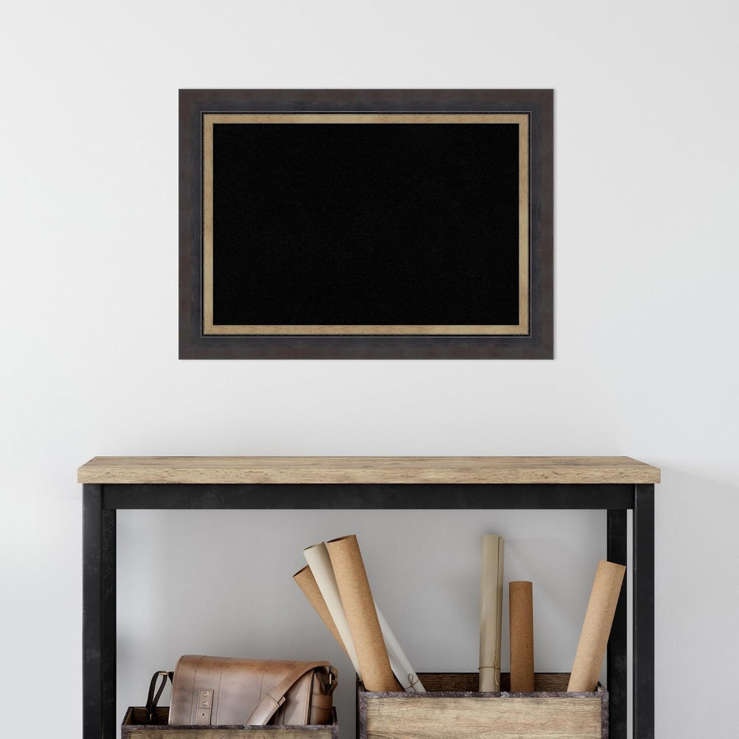 Amanti Art Black Cork Board for Wall, 21x29 Vision Board with Black Wood Frame, Medium Corkboard Office Decor for Home Organization, Casual Corkboard Pinboard to Display Items for Home Organization