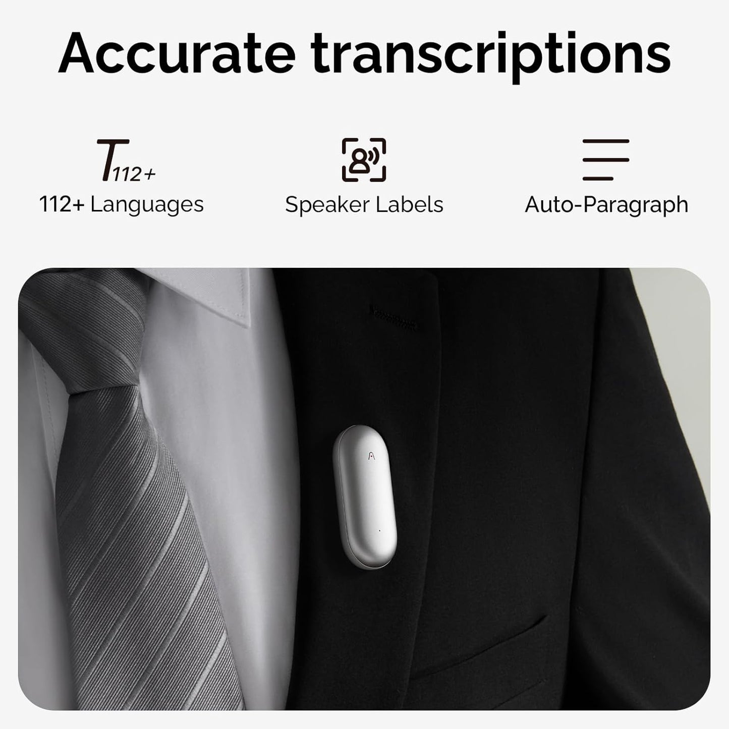 NotePin AI Voice Recorder, Voice Recorder with Neck Strap Lanyard, Transcribe & Summarize with AI Technology, 64GB Memory