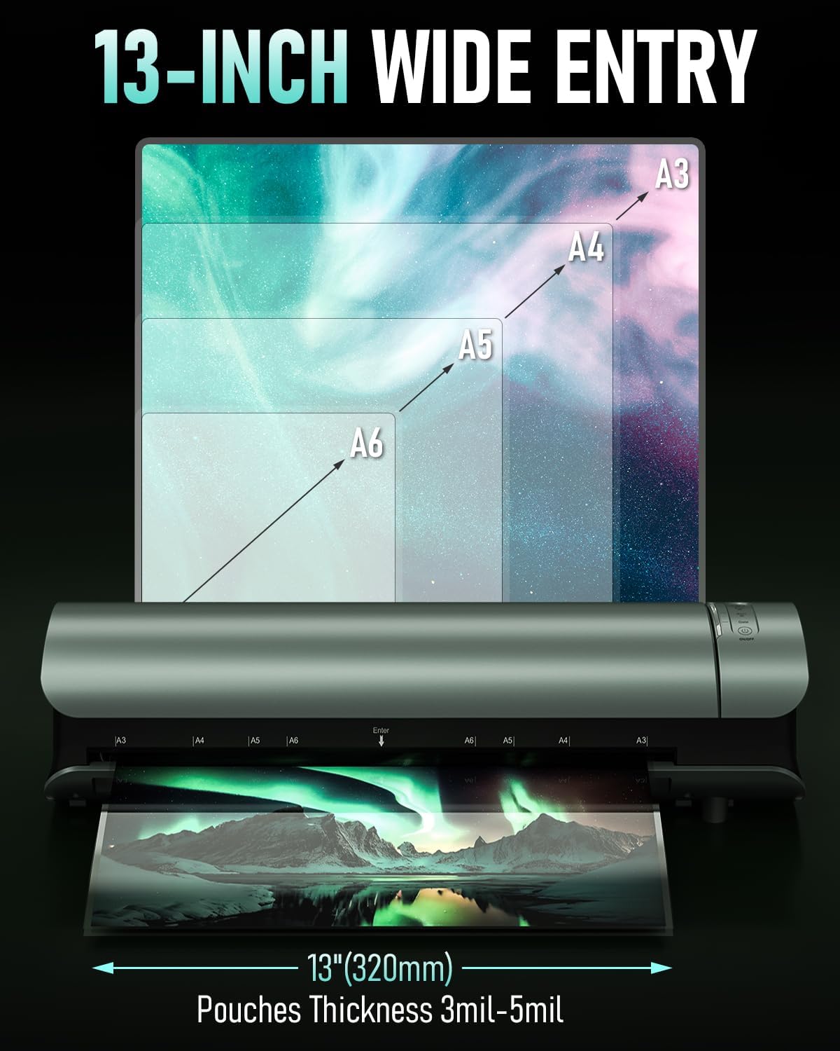 Qfun Laminator Machine 11x17 Cold Thermal Laminator,13 inch Laminating Machine 60s Warm-up with 30 Laminate Sheets,9 in 1 Desktop A3 Lamination Machine with Paper Trimmer for Teacher Home Office