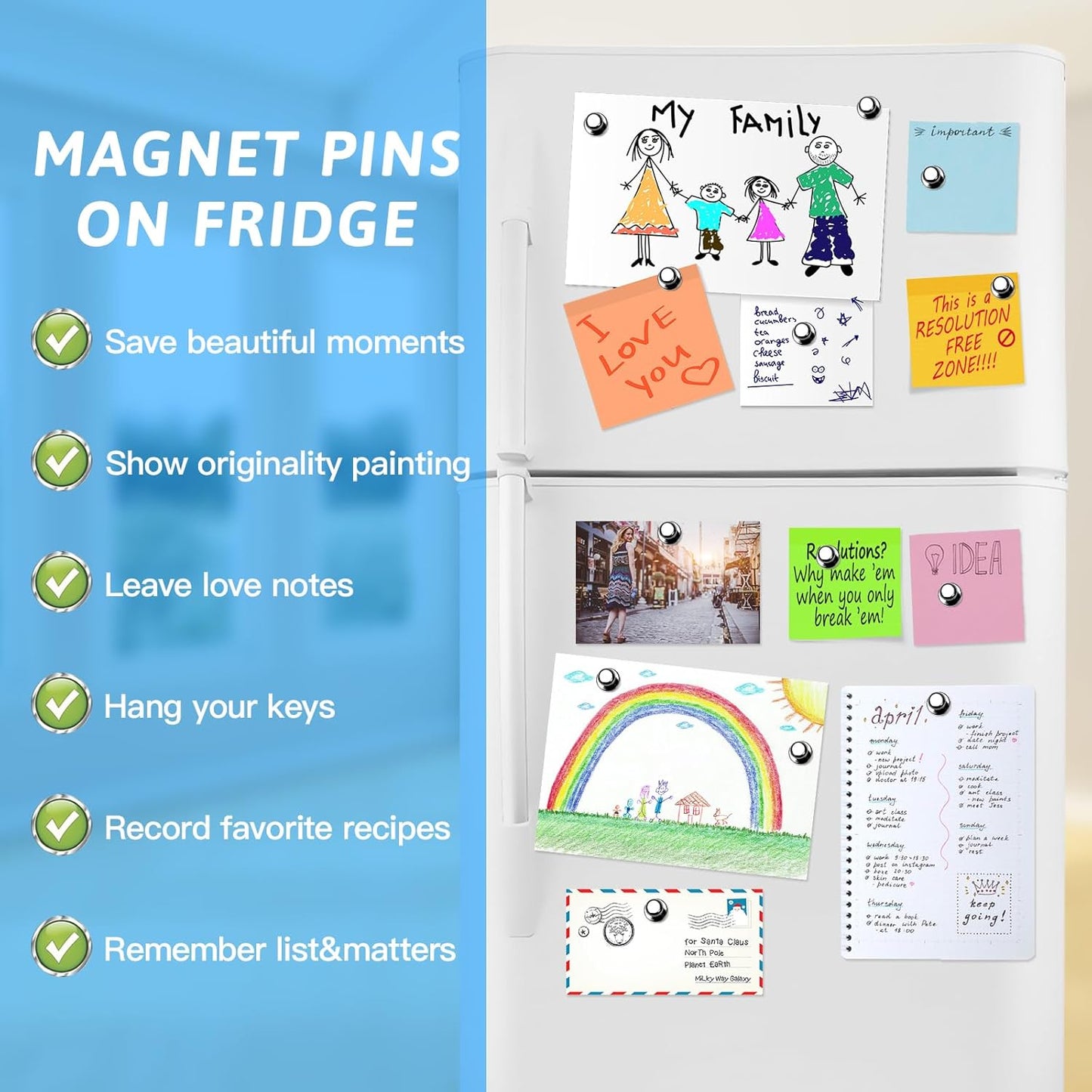 10Pack Fridge Magnet Adults Refrigerator Magnets Strong Metal Whiteboard Magnets Small Round Magnets Set for Fridge Whiteboard Locker Dry Erase Board in Kitchen Office Home Black