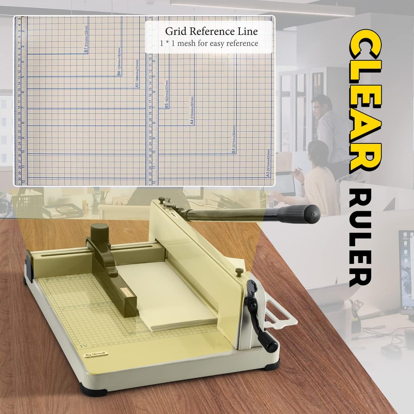 CGOLDENWALL Heavy Duty Paper Cutter A4 12" Paper Guillotine Cutter, Max. 400 Sheets, 0.02mm Cutting Accuracy, Suitable for Offices Production Leather Fabrics