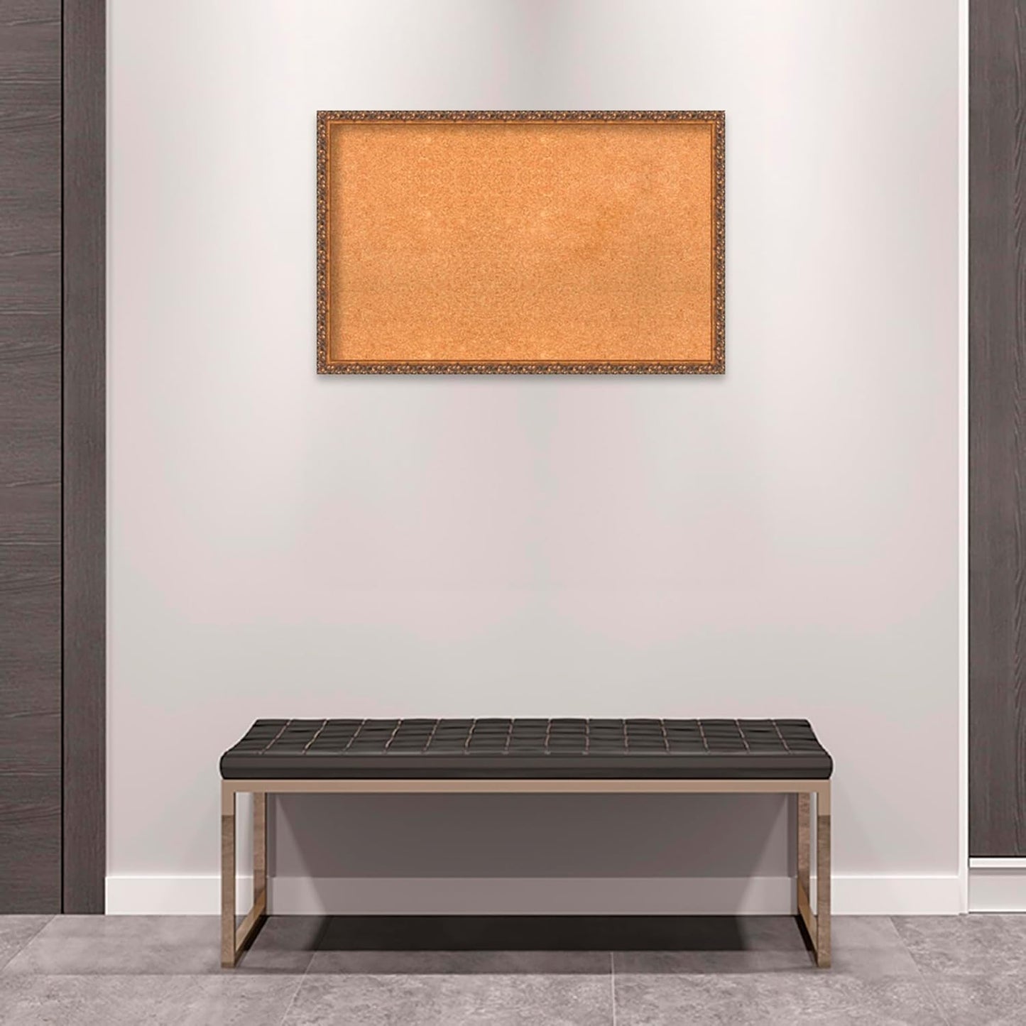 Amanti Art Natural Cork Board for Wall, 22x34 Vision Board with Bronze Frame, Large Corkboard Office Decor for Home Organization, Traditional Corkboard Pinboard to Display Items for Home Organization