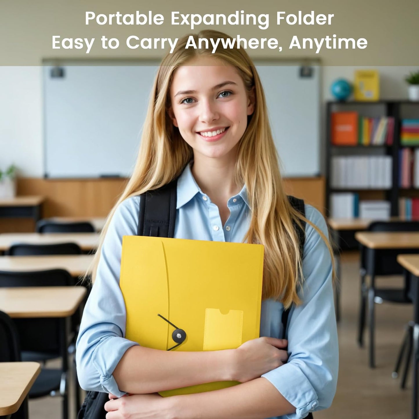 13 Pocket Accordion File Organizer with Elastic Closure, Expanding File Folder for Letter Size A4 Papers, Ideal for Home, Office Supplies, College Essentials - Yellow