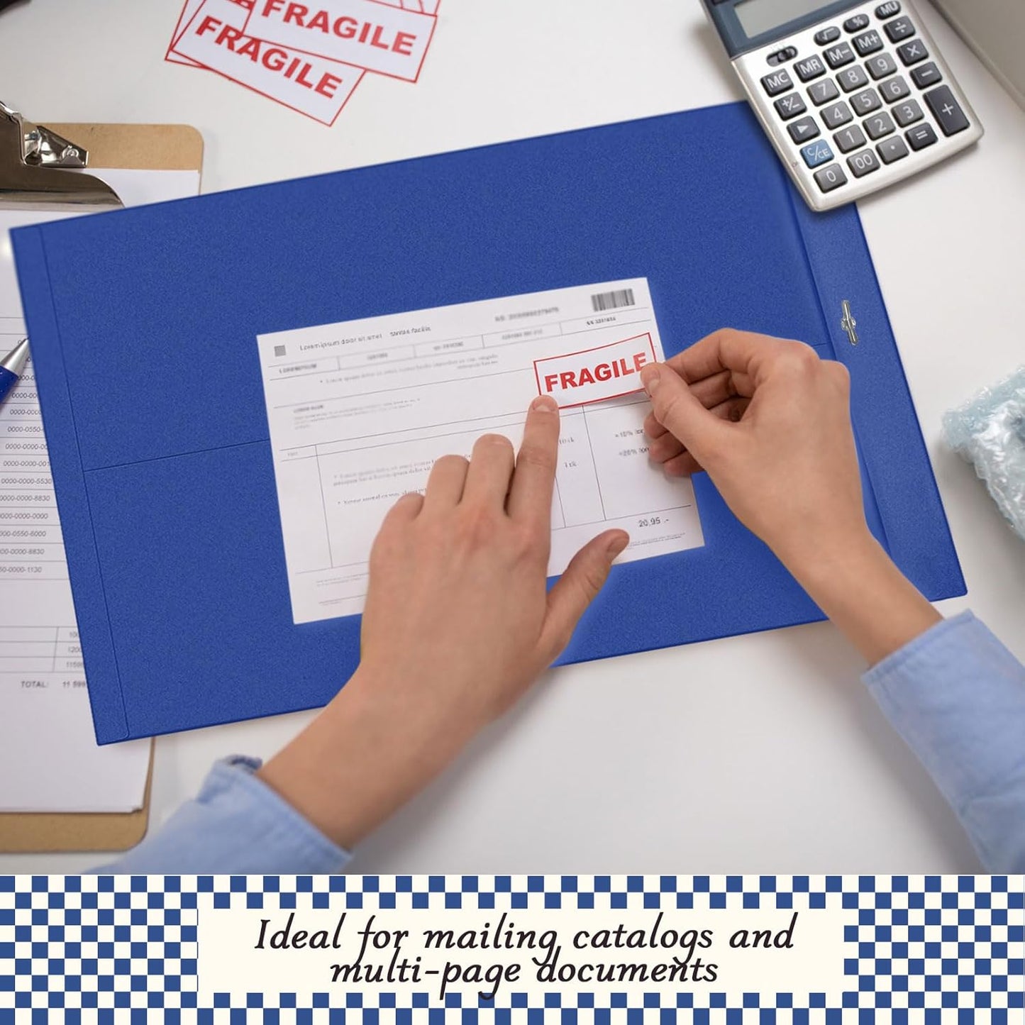 Geyee 50 Pcs 12 x 16 Inch Navy Blue Manilla Clasp Envelopes Letter Size Mailing Envelopes with Clasp Closure for Filing Storing Documents Office Home Business School