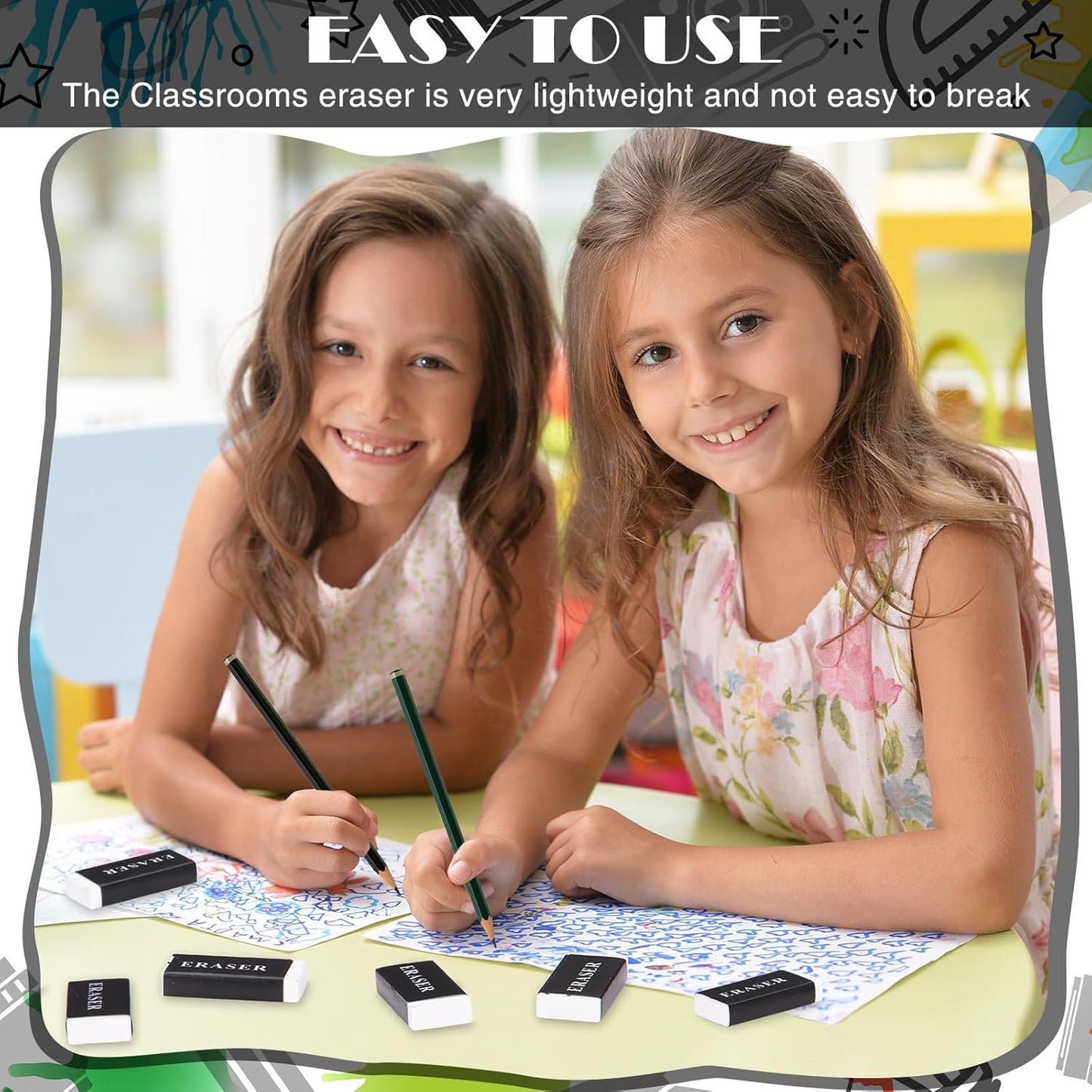 144 Pieces White Pencil Erasers Bulk Soft Art Erasers Pencil Erasers Large Rubber Erasers for Drawing Kids Student Artist Office Home Classroom Writing 1.8 x 0.8 x 0.3 Inch