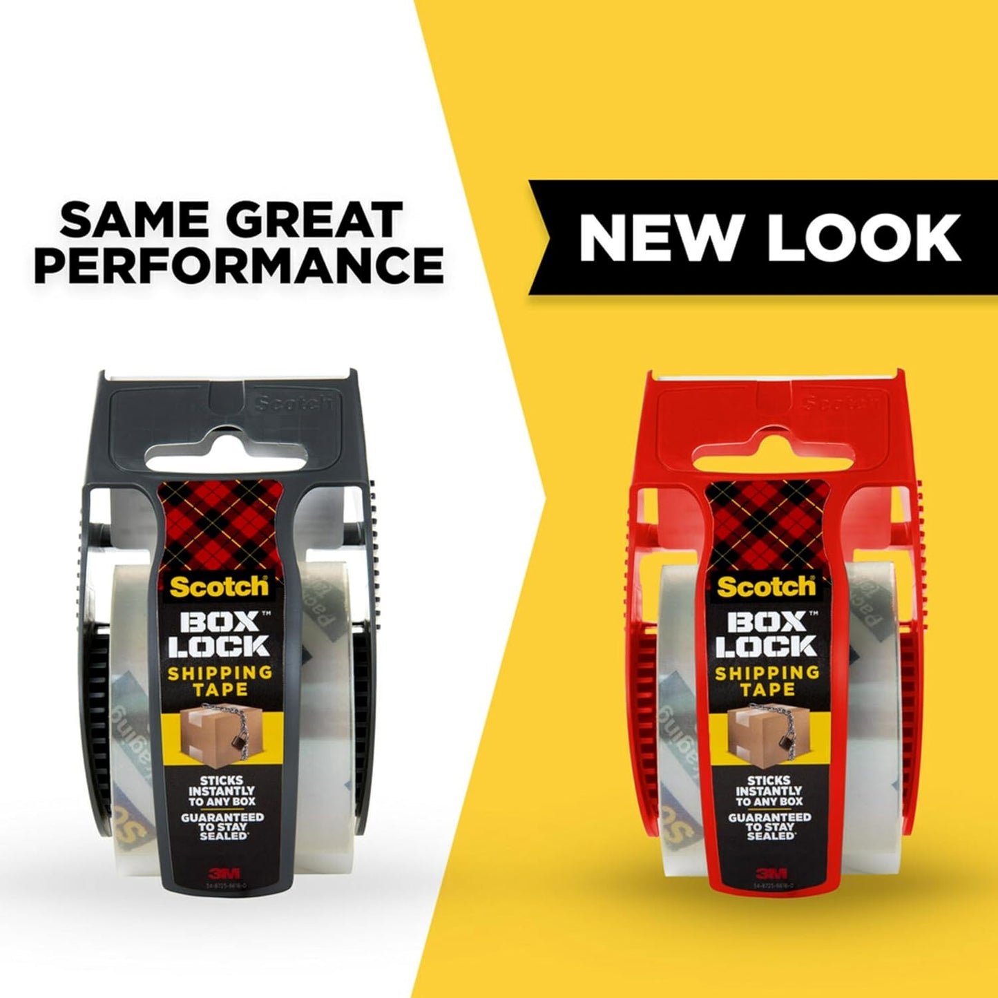 Scotch Box Lock Packing Tape, Clear Packaging Tape, Extreme Grip Box Tape for Holiday Shipping, 1.88 in. x 22.2 yd., 6 Tape Rolls with Dispensers