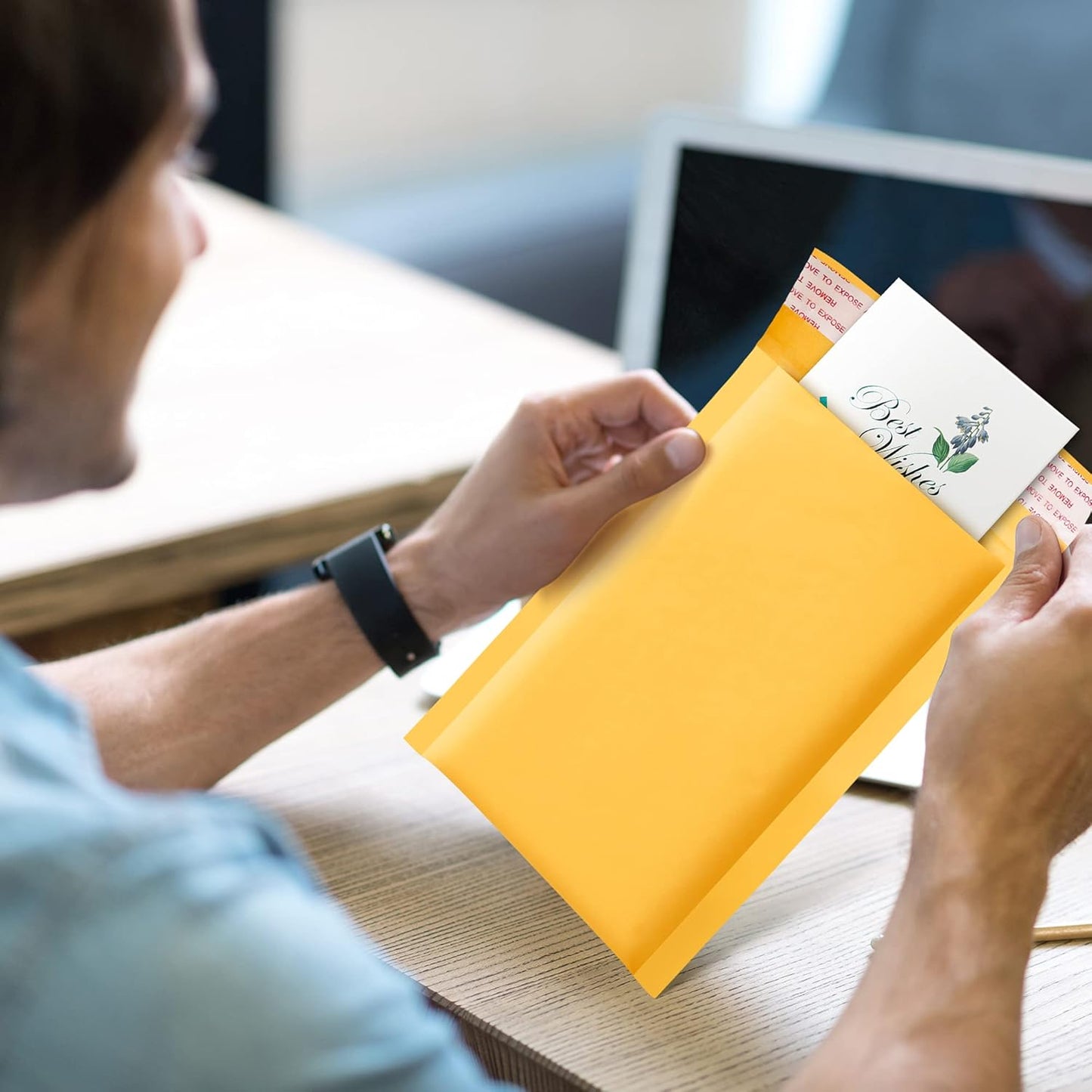 UCGOU Kraft Bubble Mailers 4x8 Inch 50 Pack Usable Size 4x7 Inch Yellow Padded Envelopes #000 Small Business Mailing Packages Self Sealing Tear Resistant Boutique Bulk Mail Shipping Bags